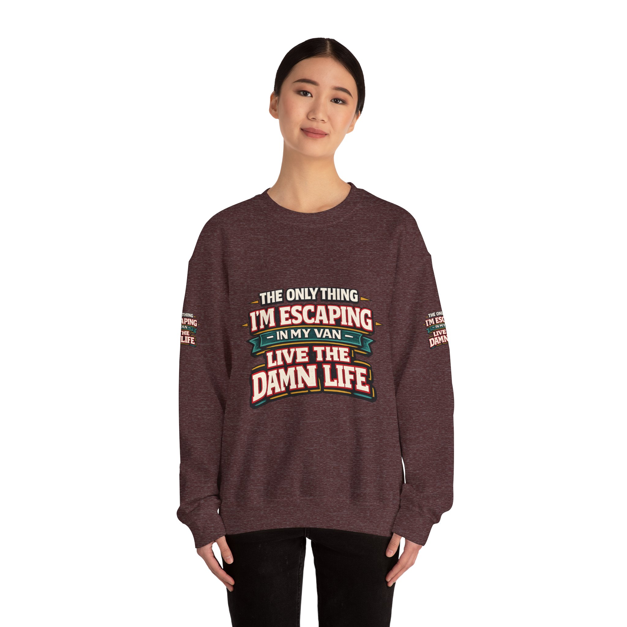 Unisex Heavy Blend™ Crewneck Sweatshirt — "The Only Thing I´m Escaping" Design F**K-Line