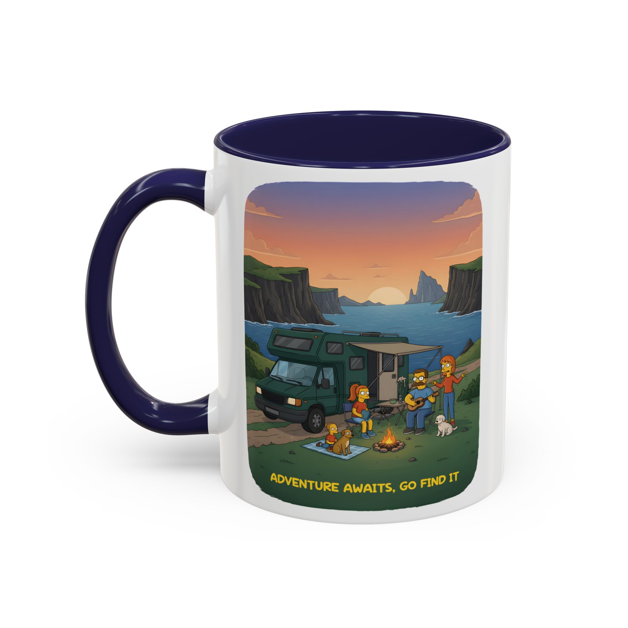 Accent Coffee Mug (11, 15oz) — "Adventure Awaits-Go Find It"" Design Sitcom-Line