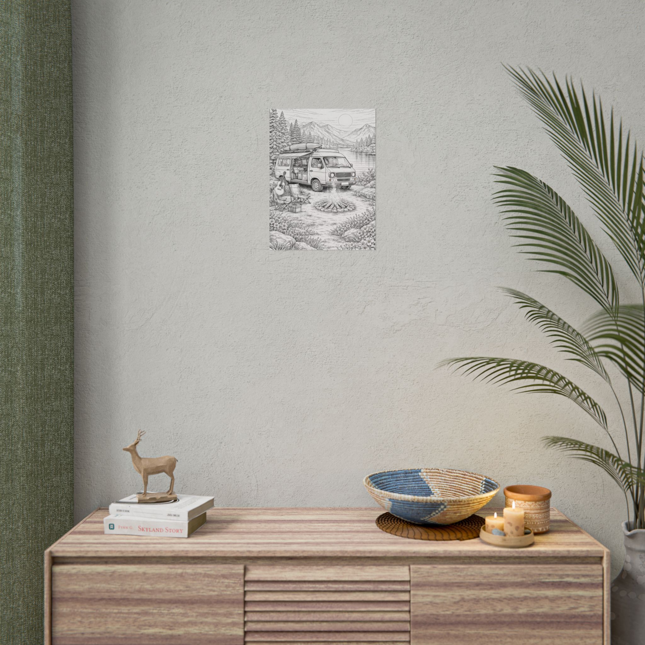 Campervan Poster — Vintage RV Camping Landscape Wall Art