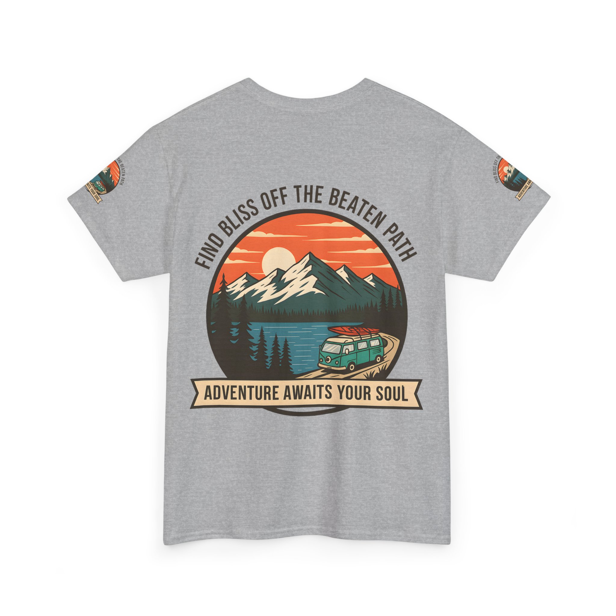 Unisex Heavy Cotton Tee — "Find Bliss Off the Beaten Path" Mountain & Camper T‑Shirt