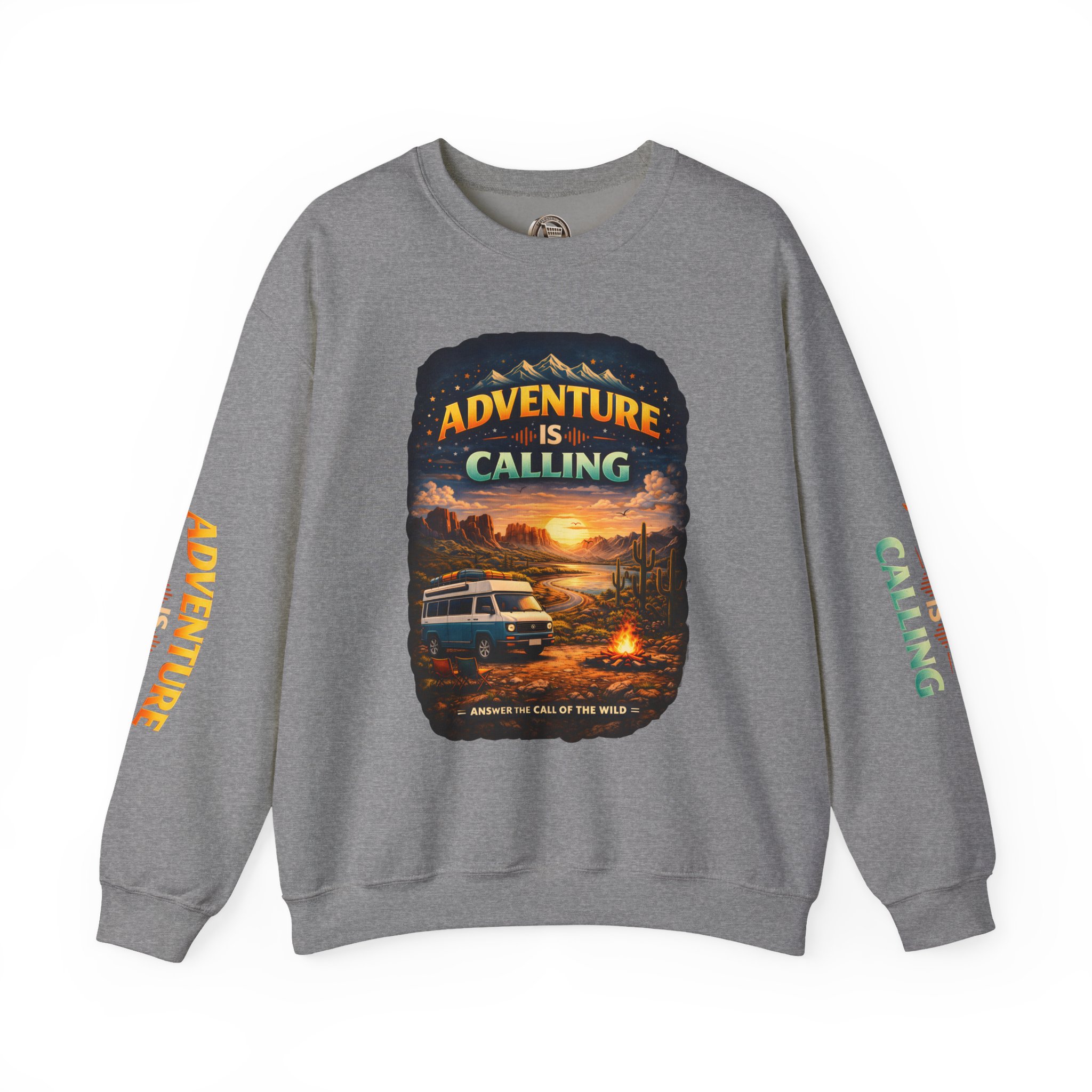 Unisex Heavy Blend™ Crewneck Sweatshirt — "Adventure Is Calling" Design Scenic-Line