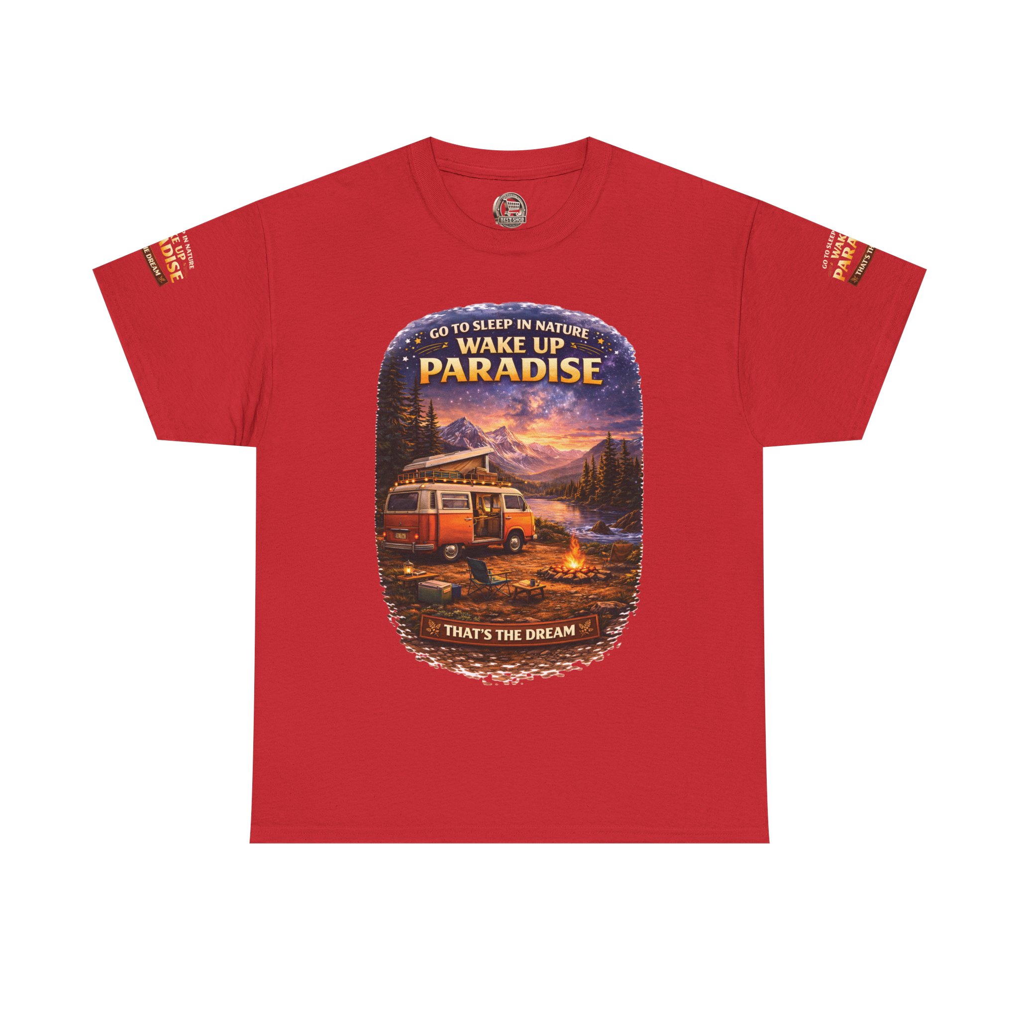 Unisex Heavy Cotton Tee — "Go Sleep In Nature" Design Scenic-Line