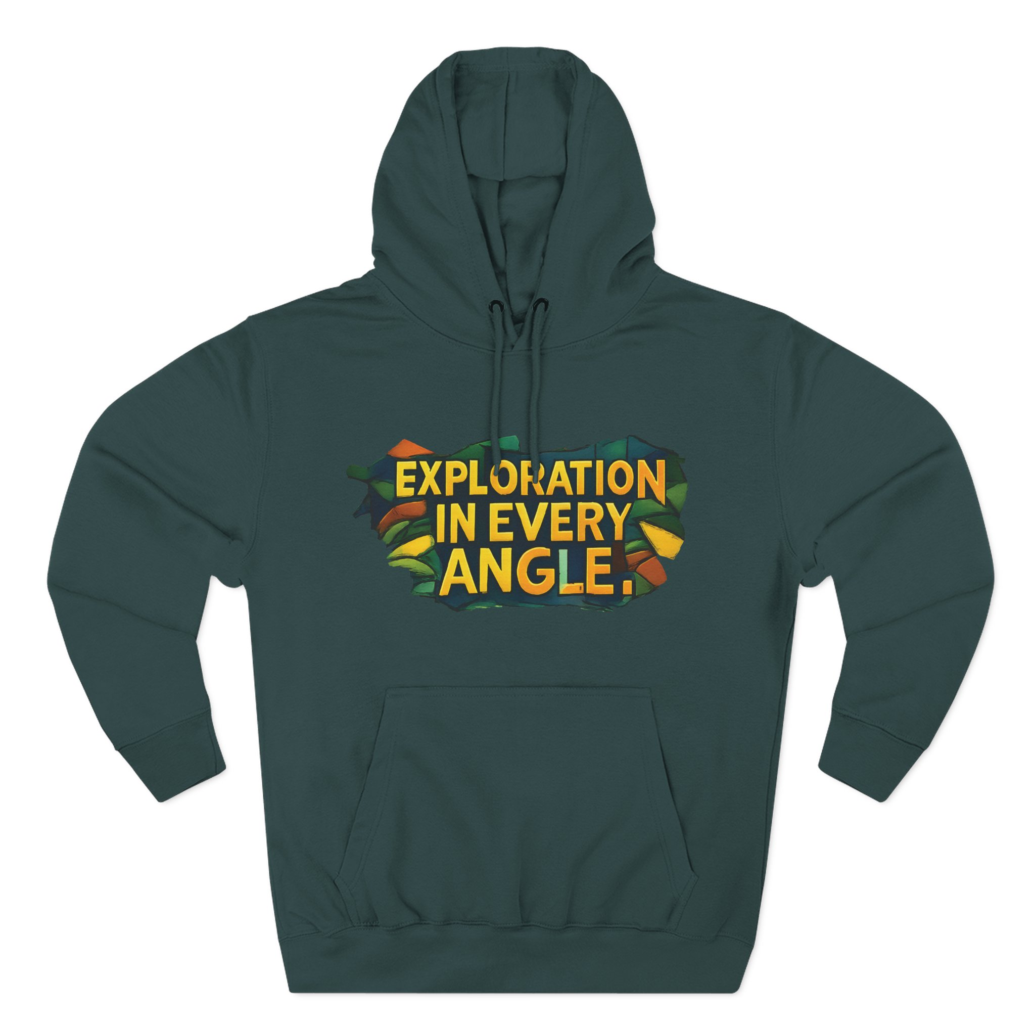 Three-Panel Fleece Hoodie - "Exploration In Every Angle" Design Cubic-Line