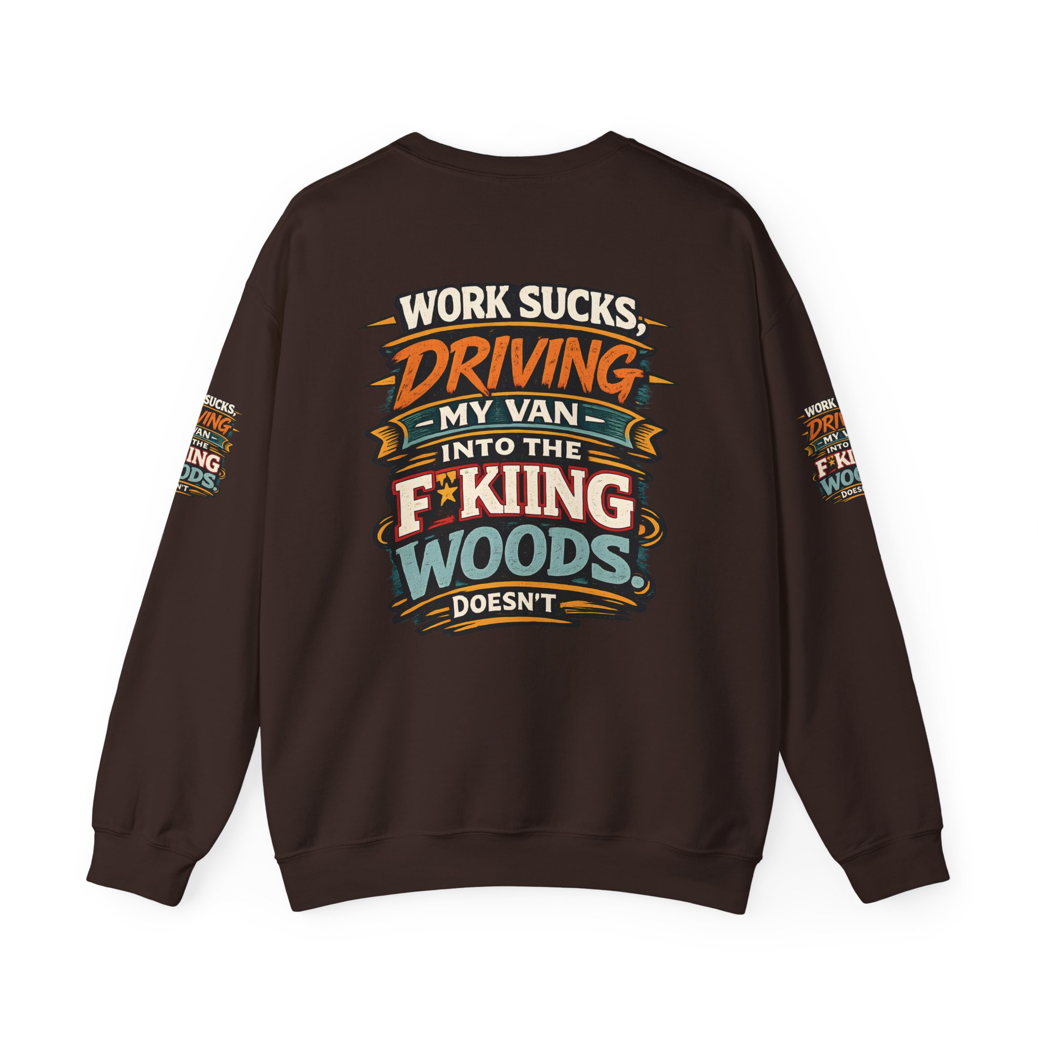 Unisex Heavy Blend™ Crewneck Sweatshirt — "Work Sucks" Design F**K-Line