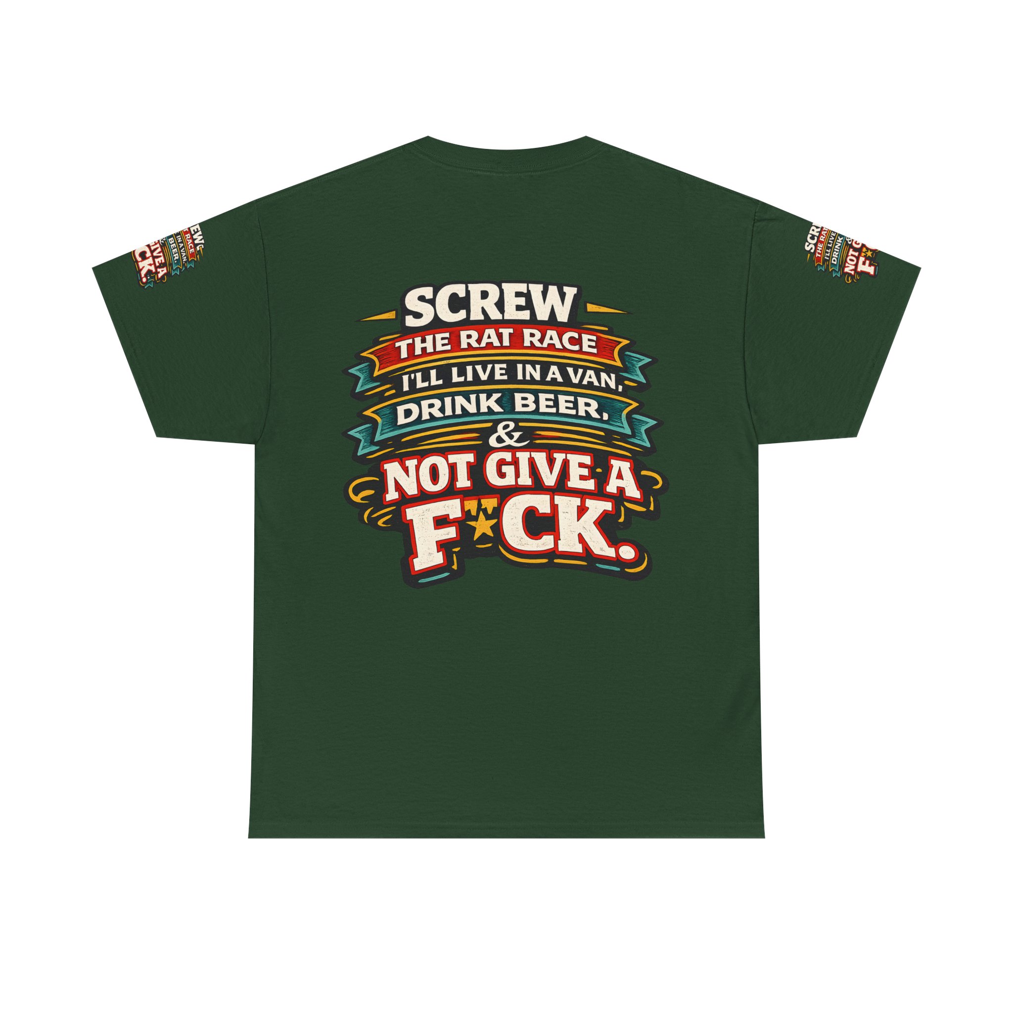 Unisex Heavy Cotton Tee — "Screw The Rat Race" Design F**K-Line