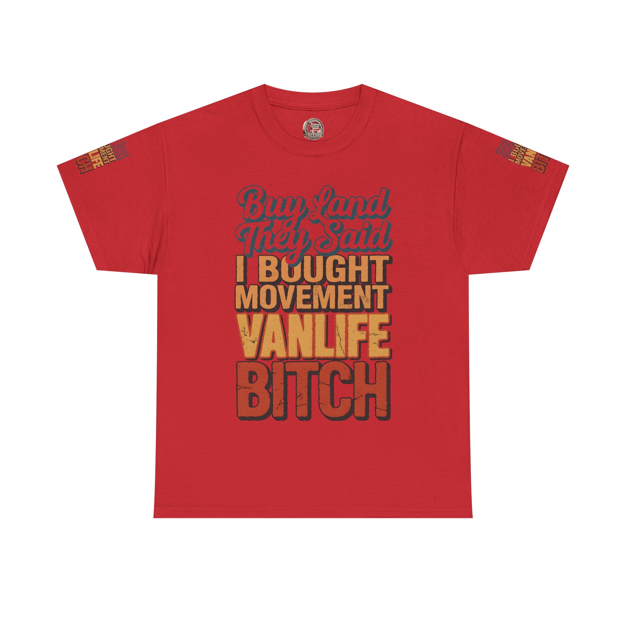 Unisex Heavy Cotton Tee — "Buy Land They Said" Design F**K-Line