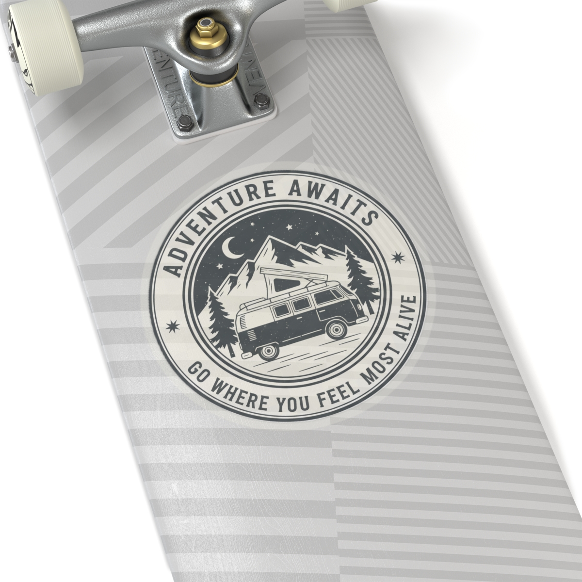 2873146327395590517_1200.jpeg Round Sticker — "Adventure Awaits-Go Where You Feel Most Alive" Camper Van Decal