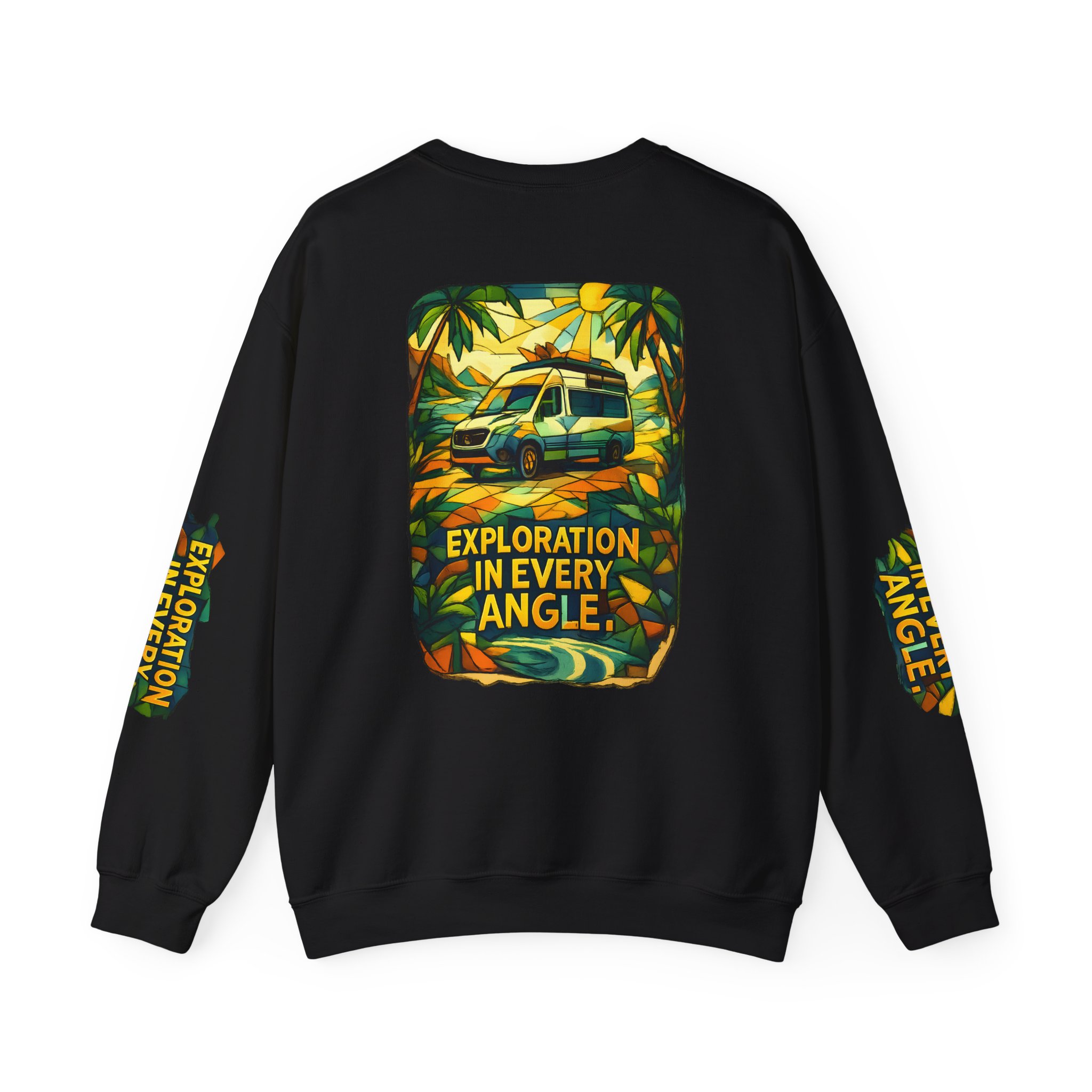 Unisex Heavy Blend™ Crewneck Sweatshirt — "Exploration In Every Angle" Design Cubic-Line