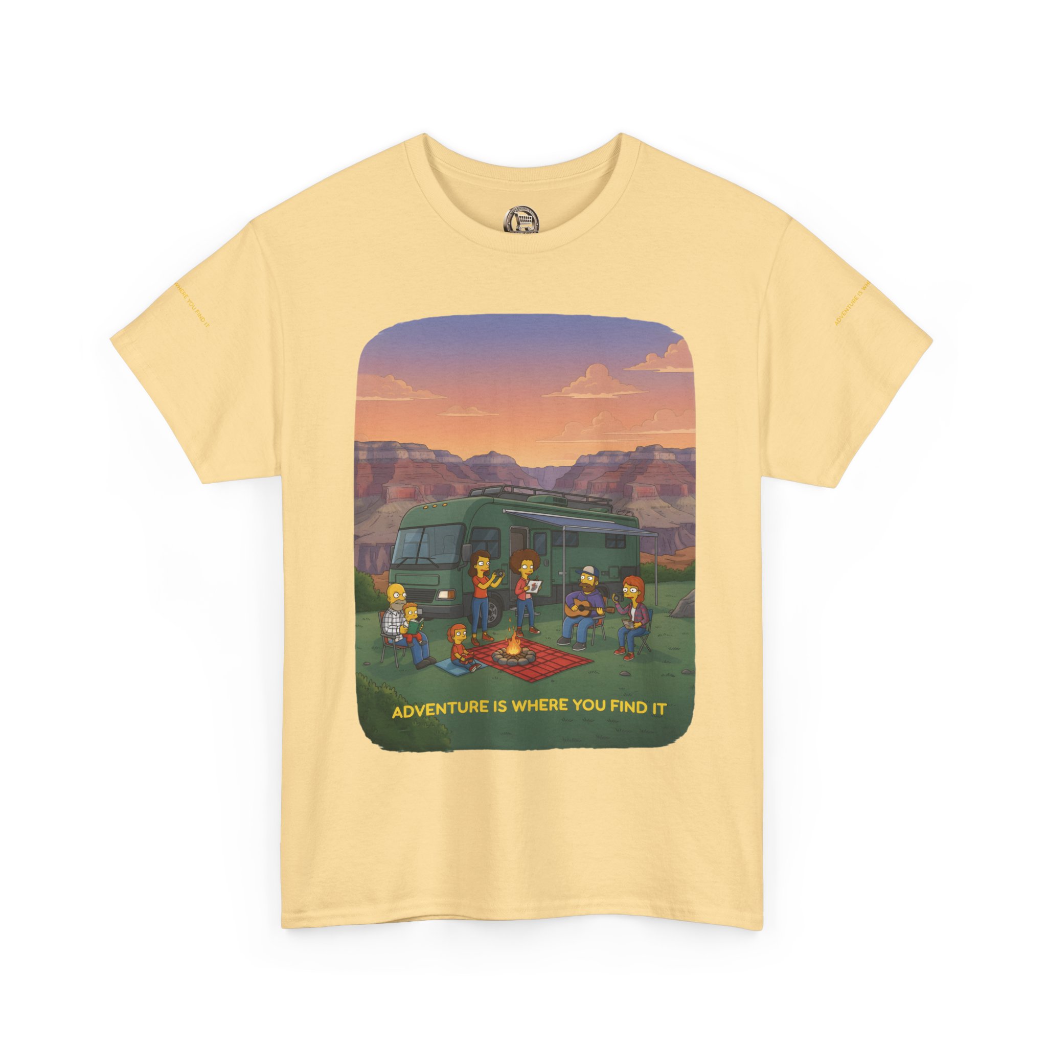 Unisex Heavy Cotton Tee — "Adventure Is Where You Find It" Design Sitcom-Line