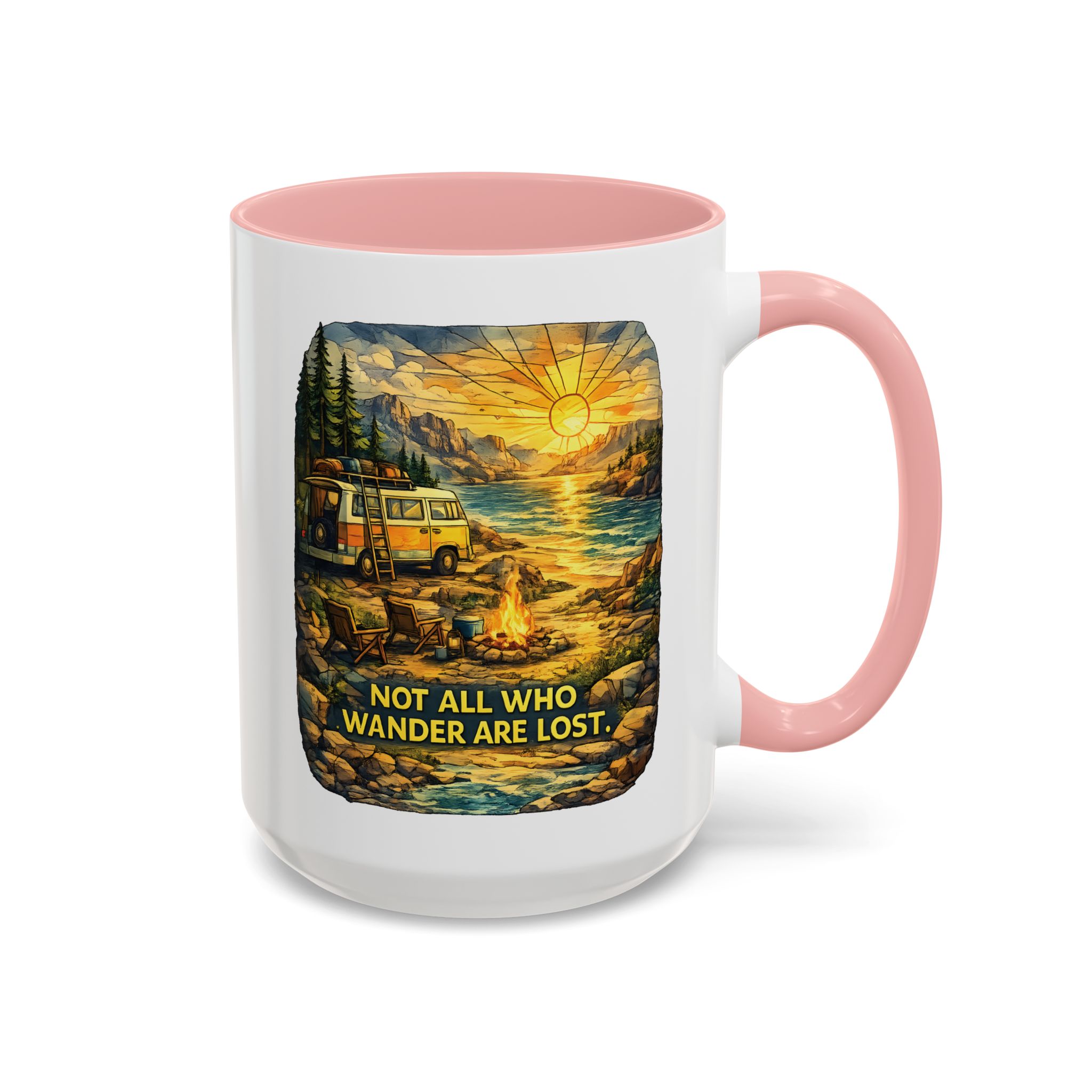 2876249870904684044_2048.jpeg Accent Coffee Mug (11, 15oz) — "Not All Who Wander Are Lost" Design Cubic-Line