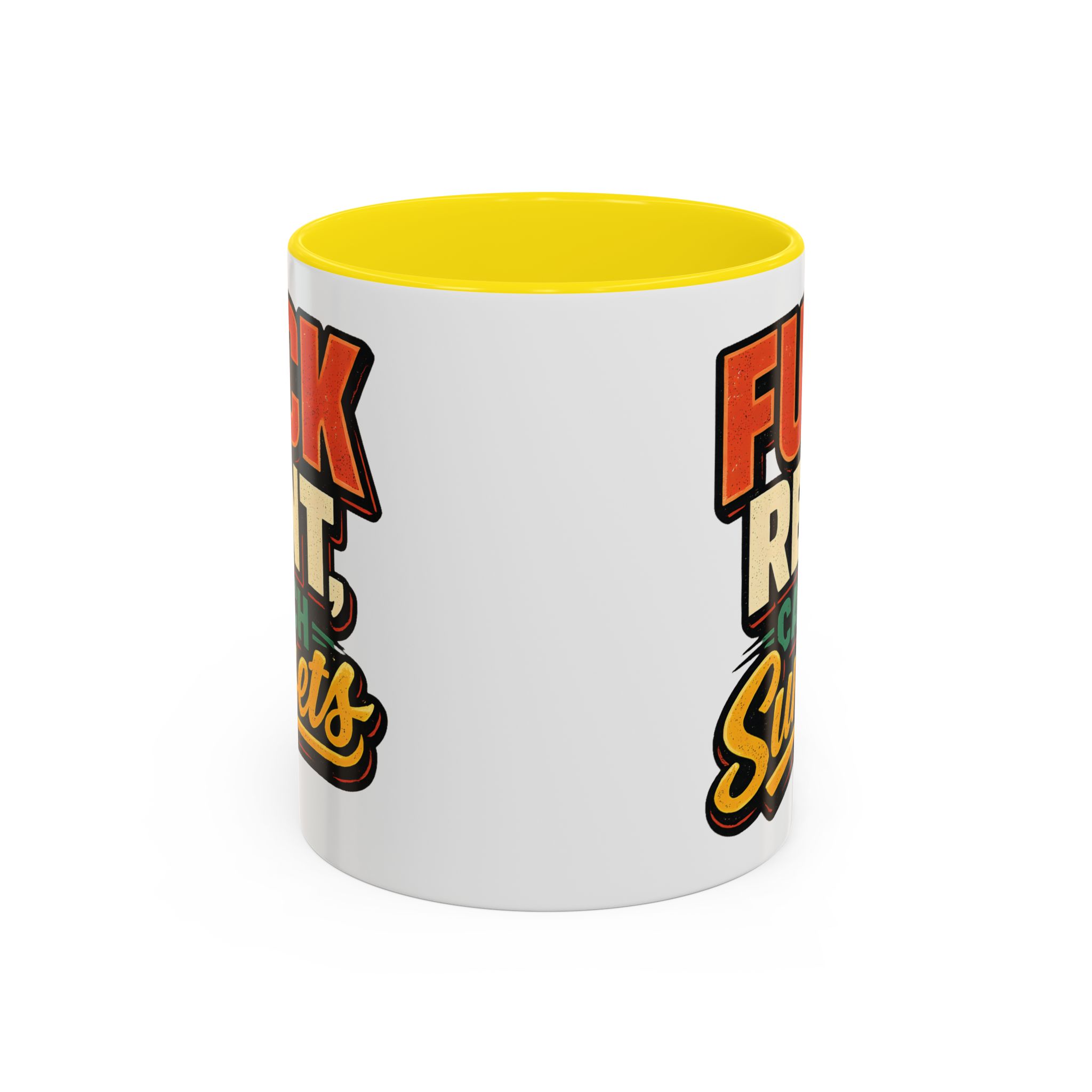 Accent Coffee Mug (11, 15oz) — "Fuck Rent Catch Sunsets" Design F**K-Line