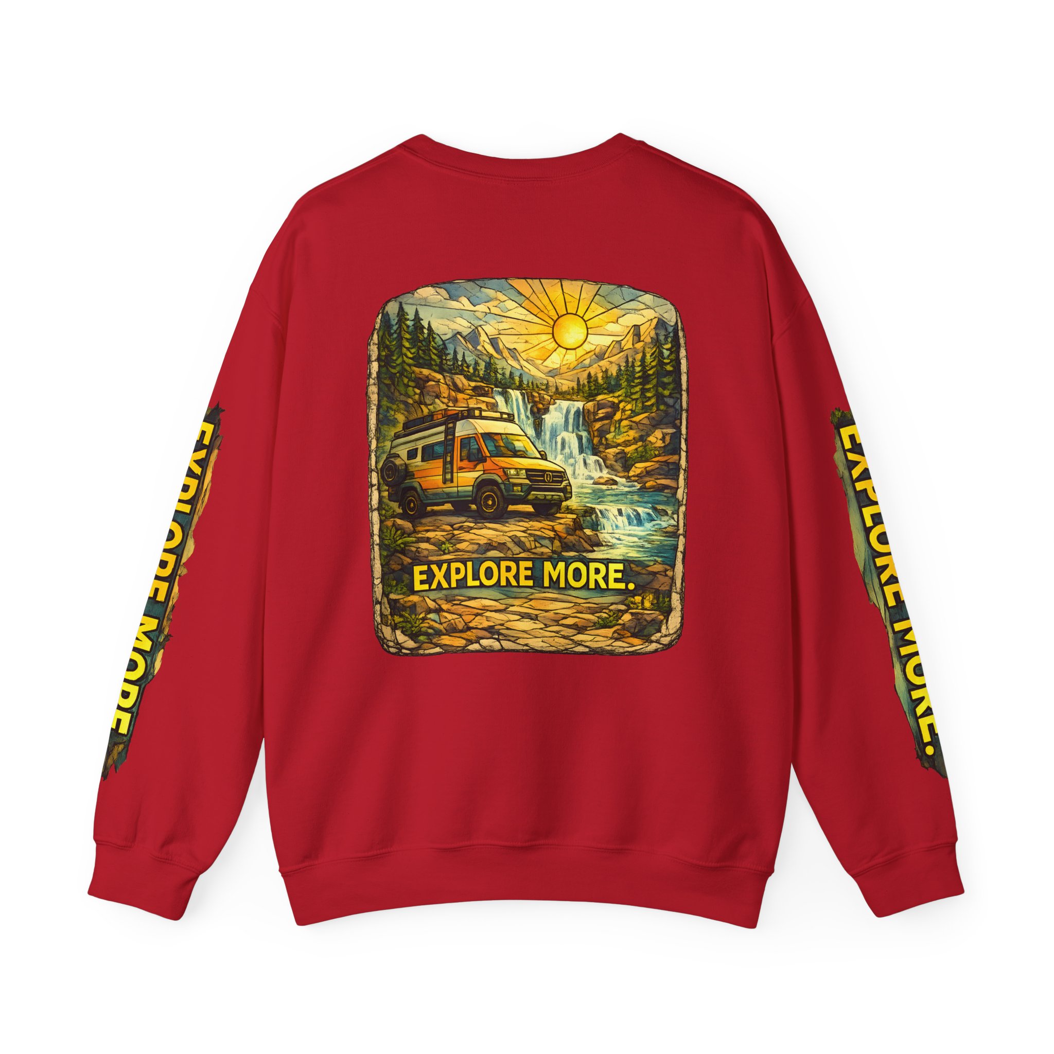 Unisex Heavy Blend™ Crewneck Sweatshirt — "Explore More" Design Cubic-Line