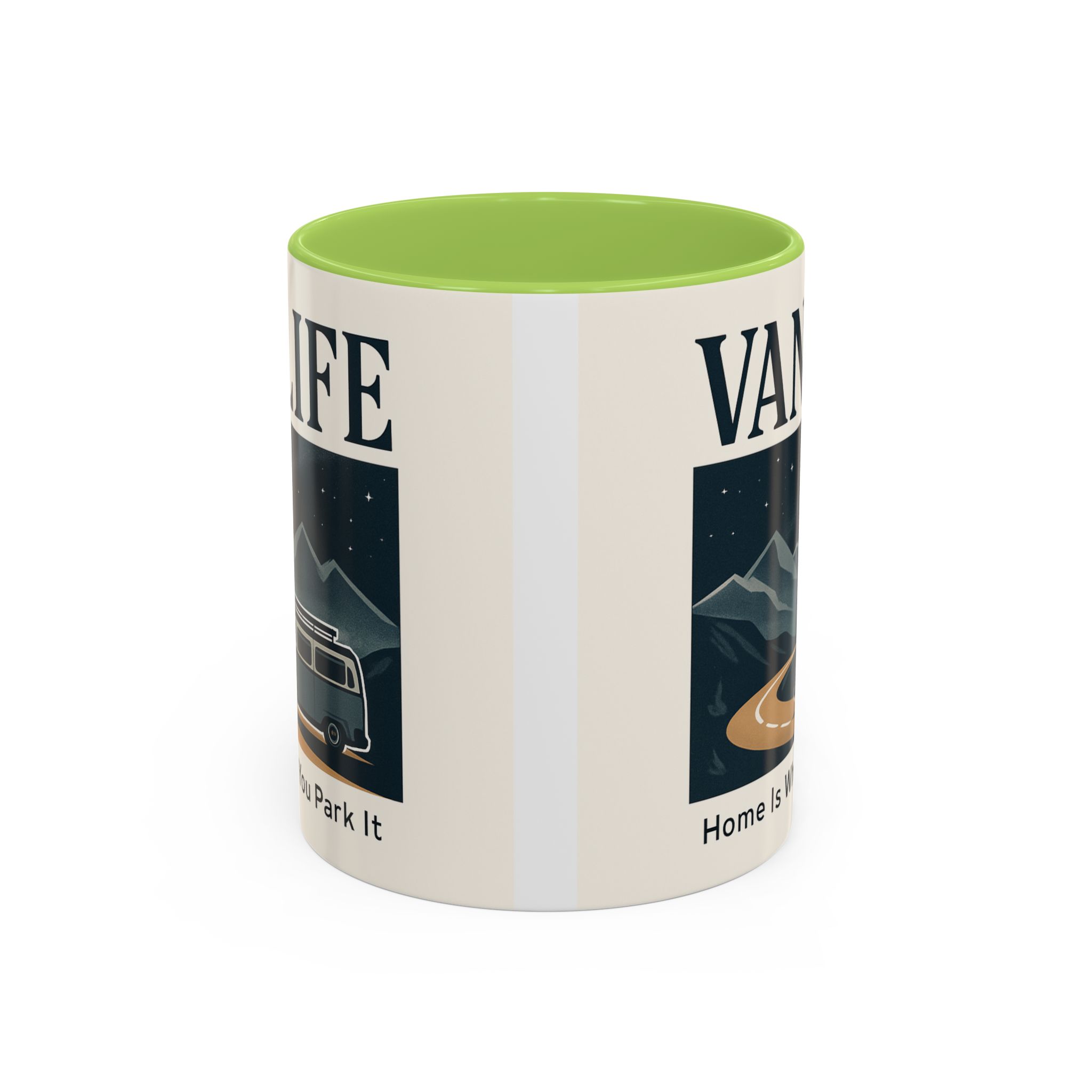Coffee Mug — "Vanlife - Home Is Where You Park It" Accent Campervan Travel Mug