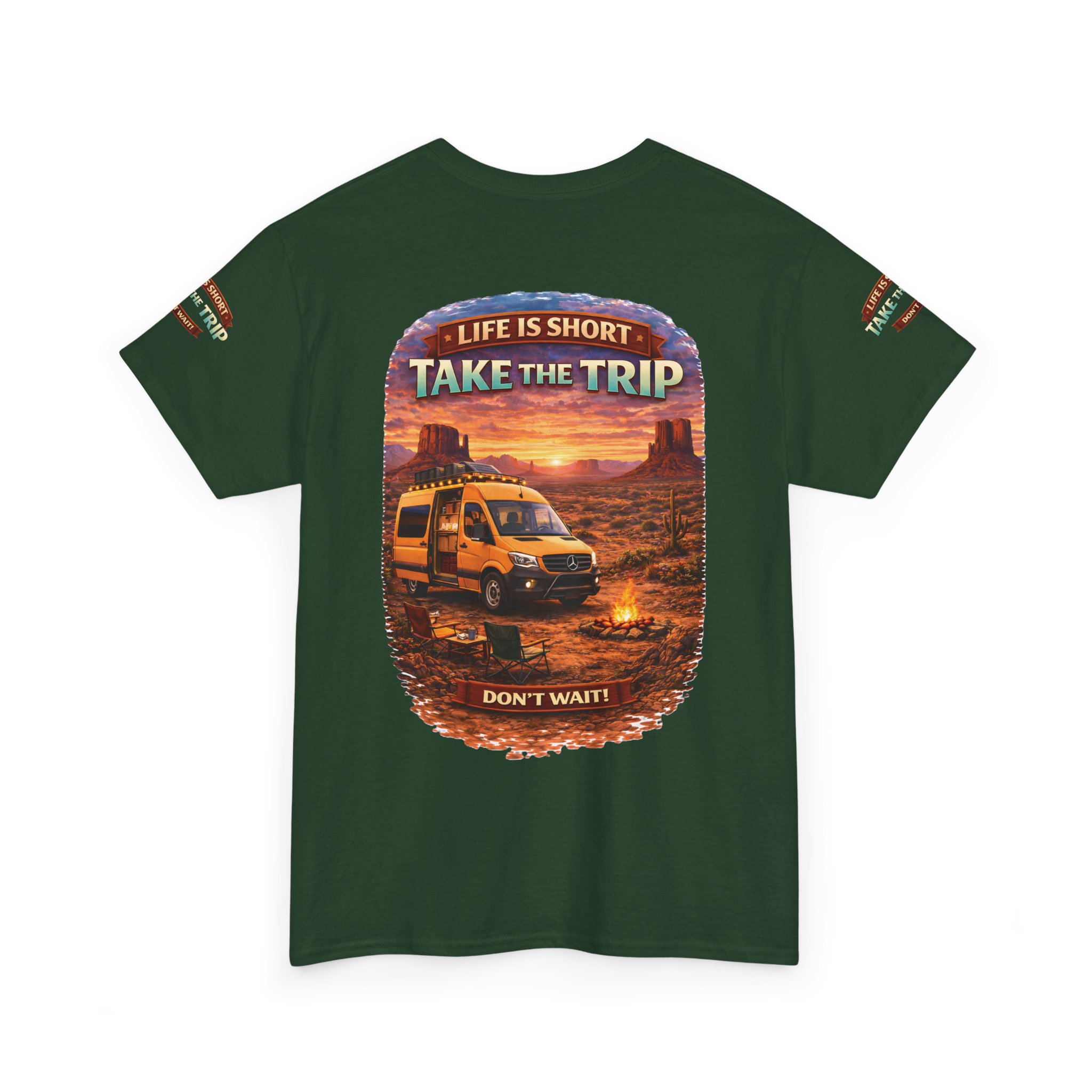 Unisex Heavy Cotton Tee — "Life Is To Short-Take The Trip" Design Scenic-Line