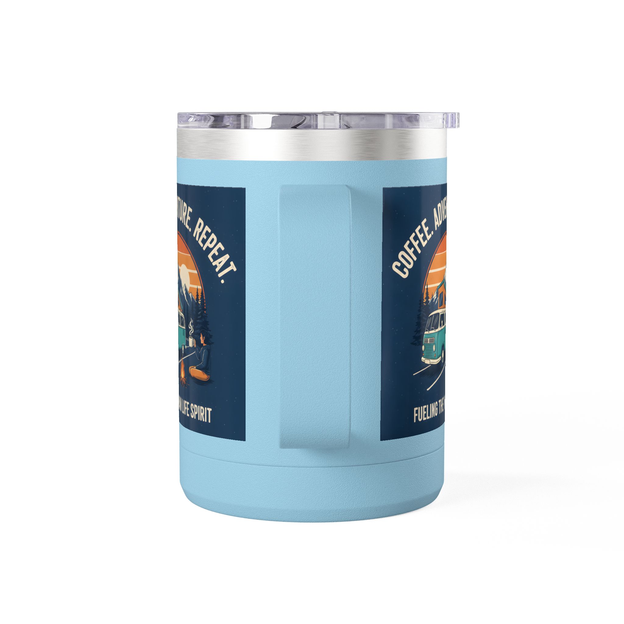 Coffee Mug Tumbler, 15oz — “Coffee. Adventure. Repeat.”
