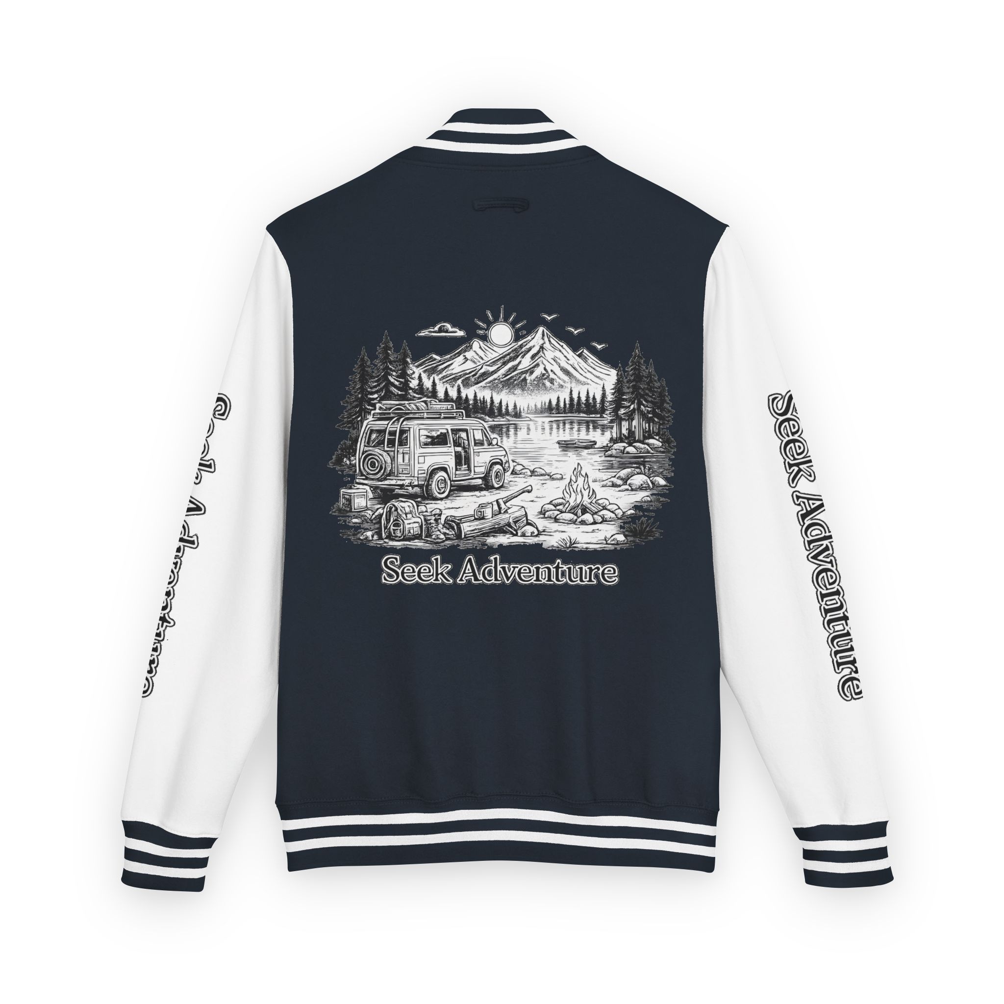 291341127140256837_2048-2.jpeg Unisex Heavyweight Letterman Jacket — "Seek Adventure" Travel Varsity Coat