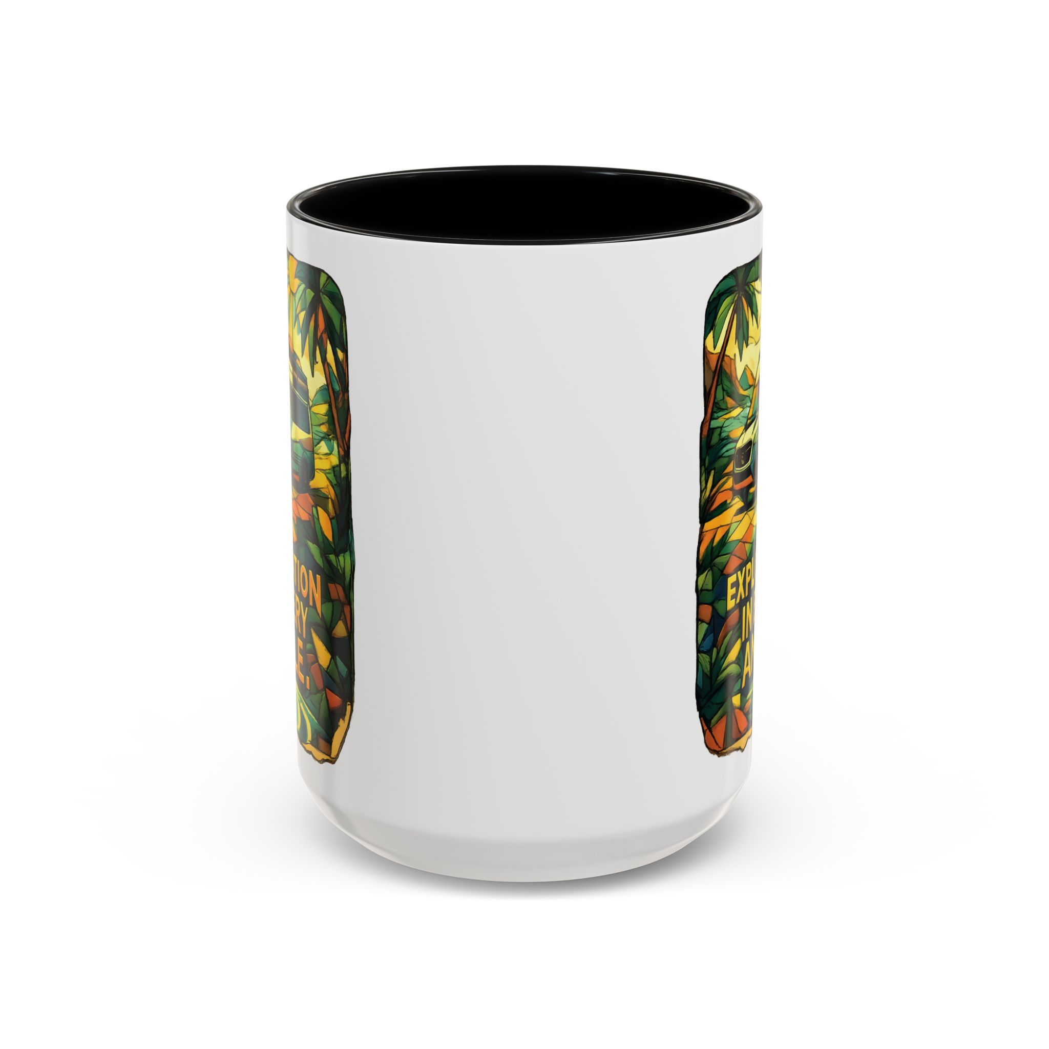 Accent Coffee Mug (11, 15oz) — "Exploration In Every Angle" Design Cubic-Line