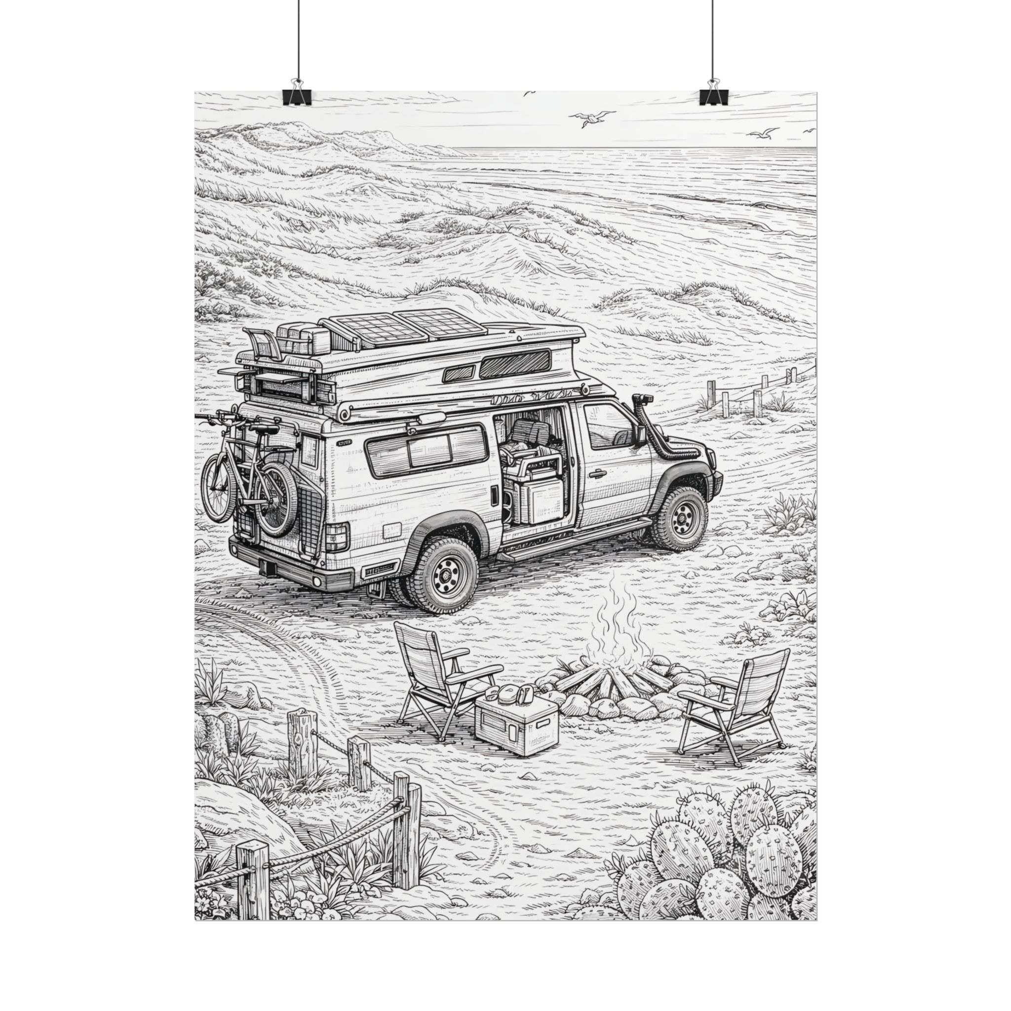 Campervan Poster — Vintage RV Camping Landscape Wall Art