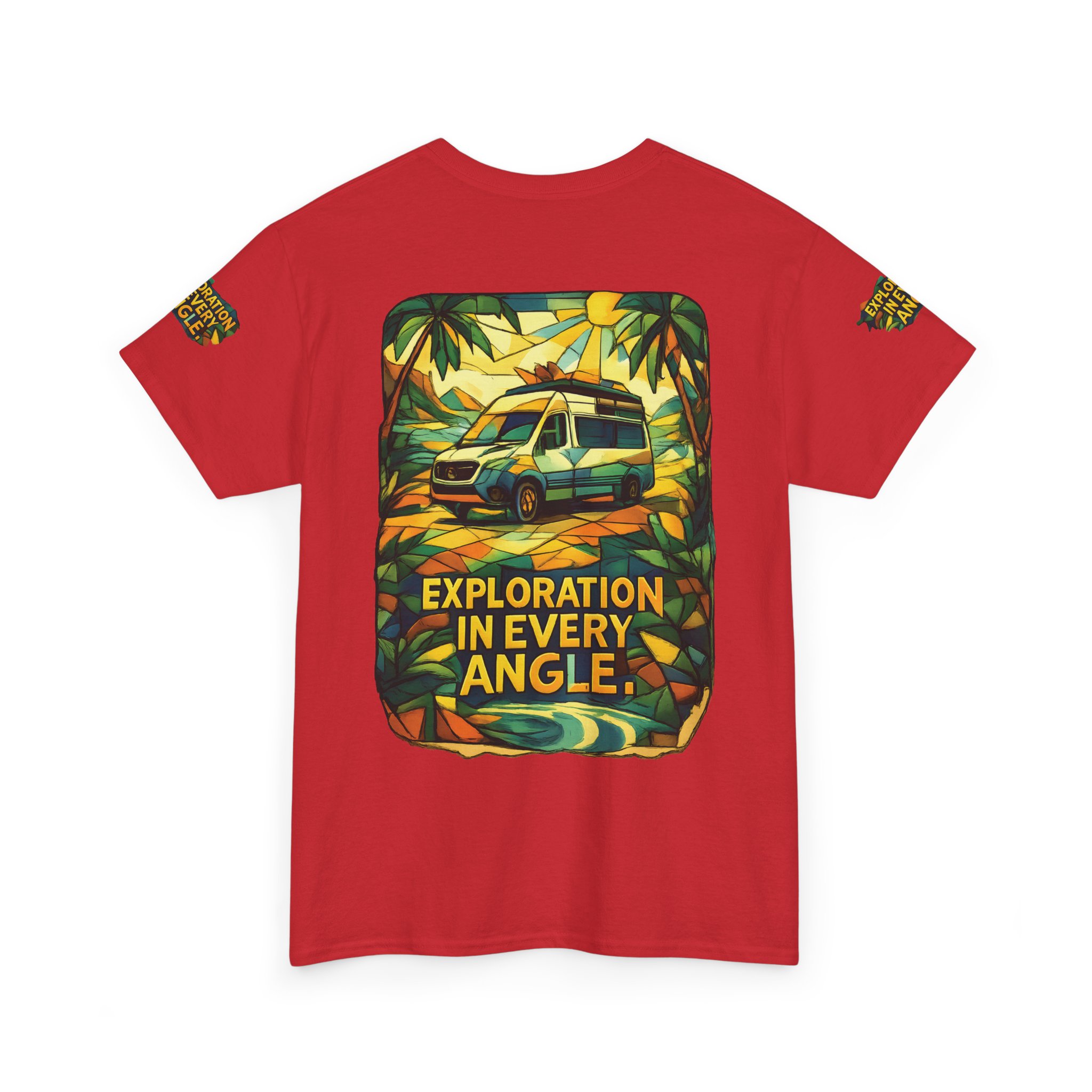 Unisex Heavy Cotton Tee — "Exploration In Every Angle" Design Cubic-Line