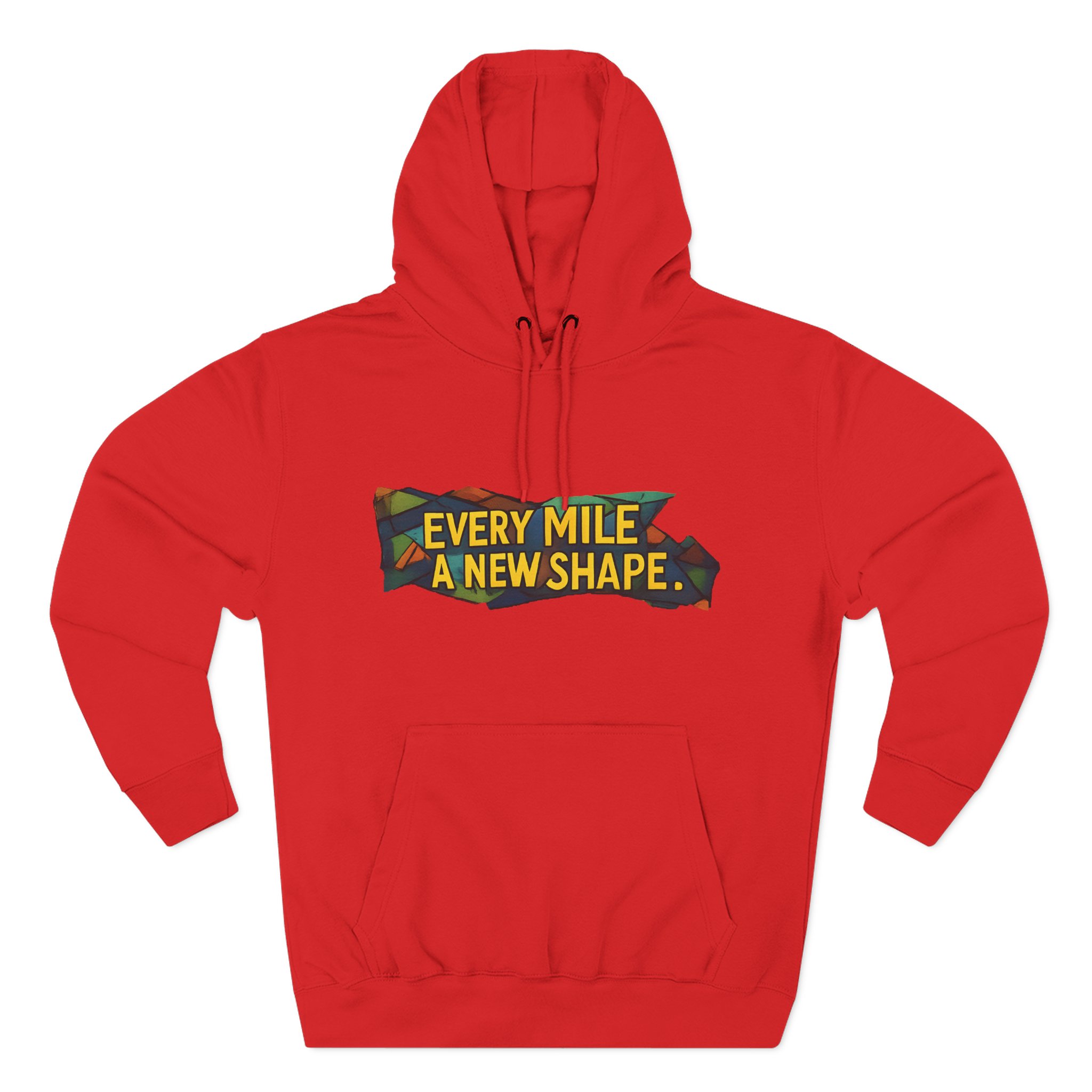 Three-Panel Fleece Hoodie - "Every Mile A New Shape" Design Cubic-Line