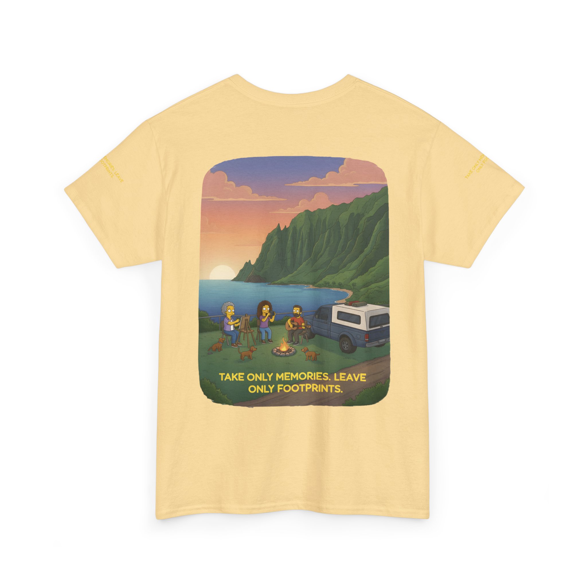 Unisex Heavy Cotton Tee — "Take Only Memories-Leave Only Footprints" Design Sitcom-Line