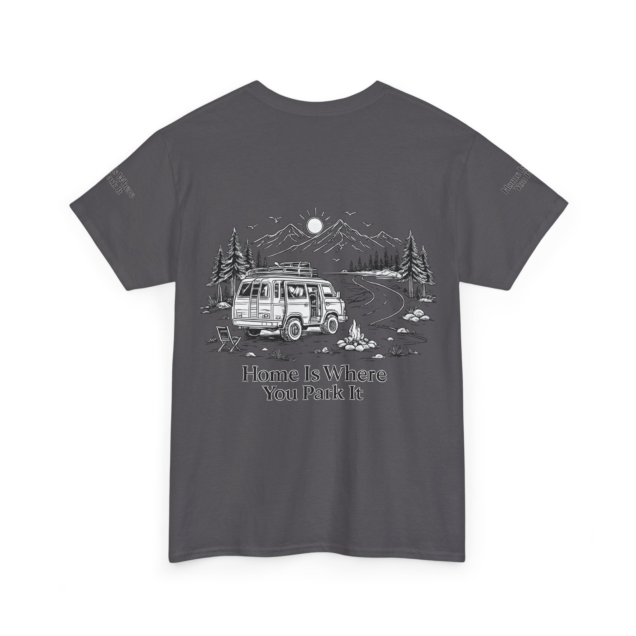 Unisex Heavy Cotton Tee — "Home Is Where You Park It" Design Minimal-Line