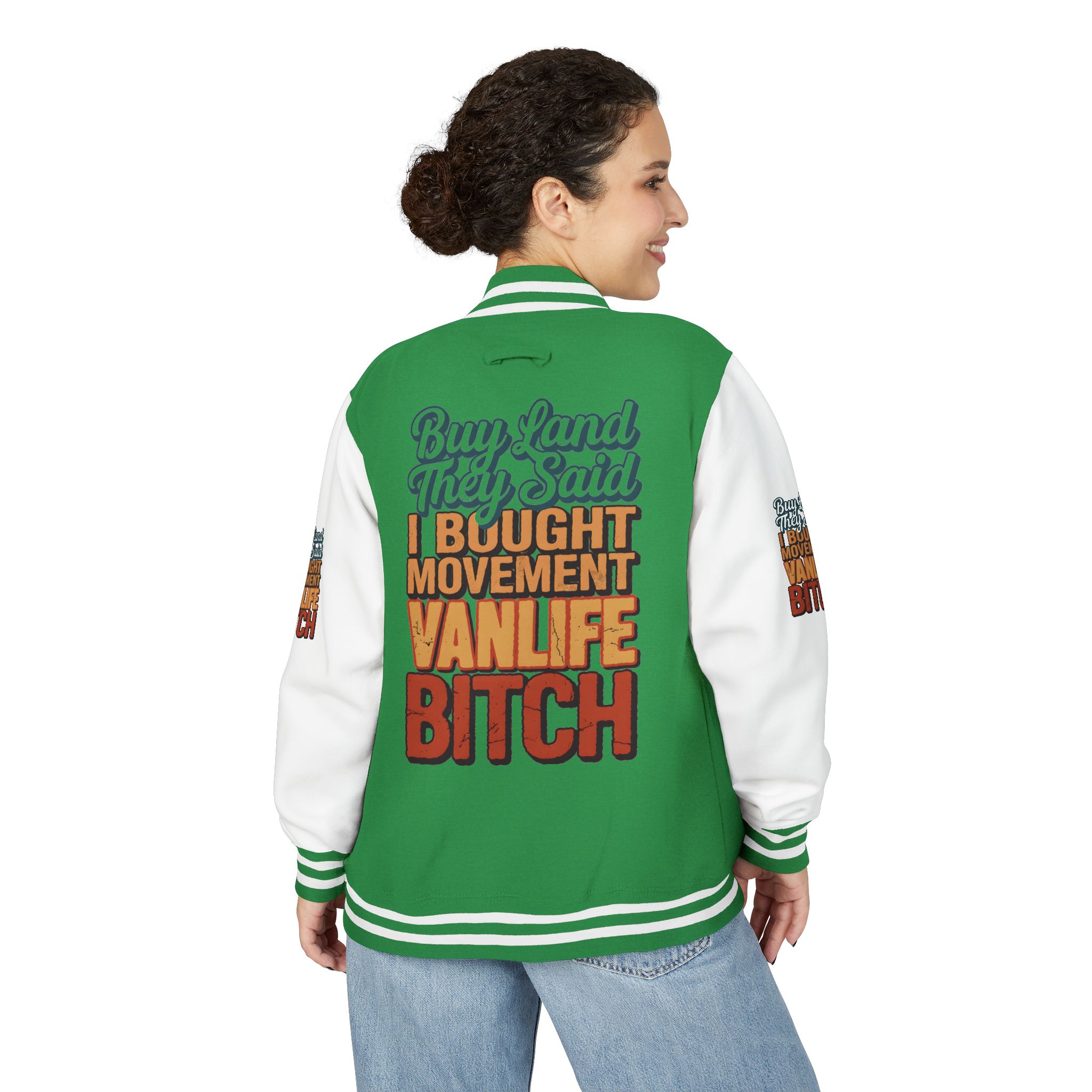 293202600689032381_2048-1.jpeg Unisex Heavyweight Letterman Jacket — "Buy Land They Said" Design F**K-Line