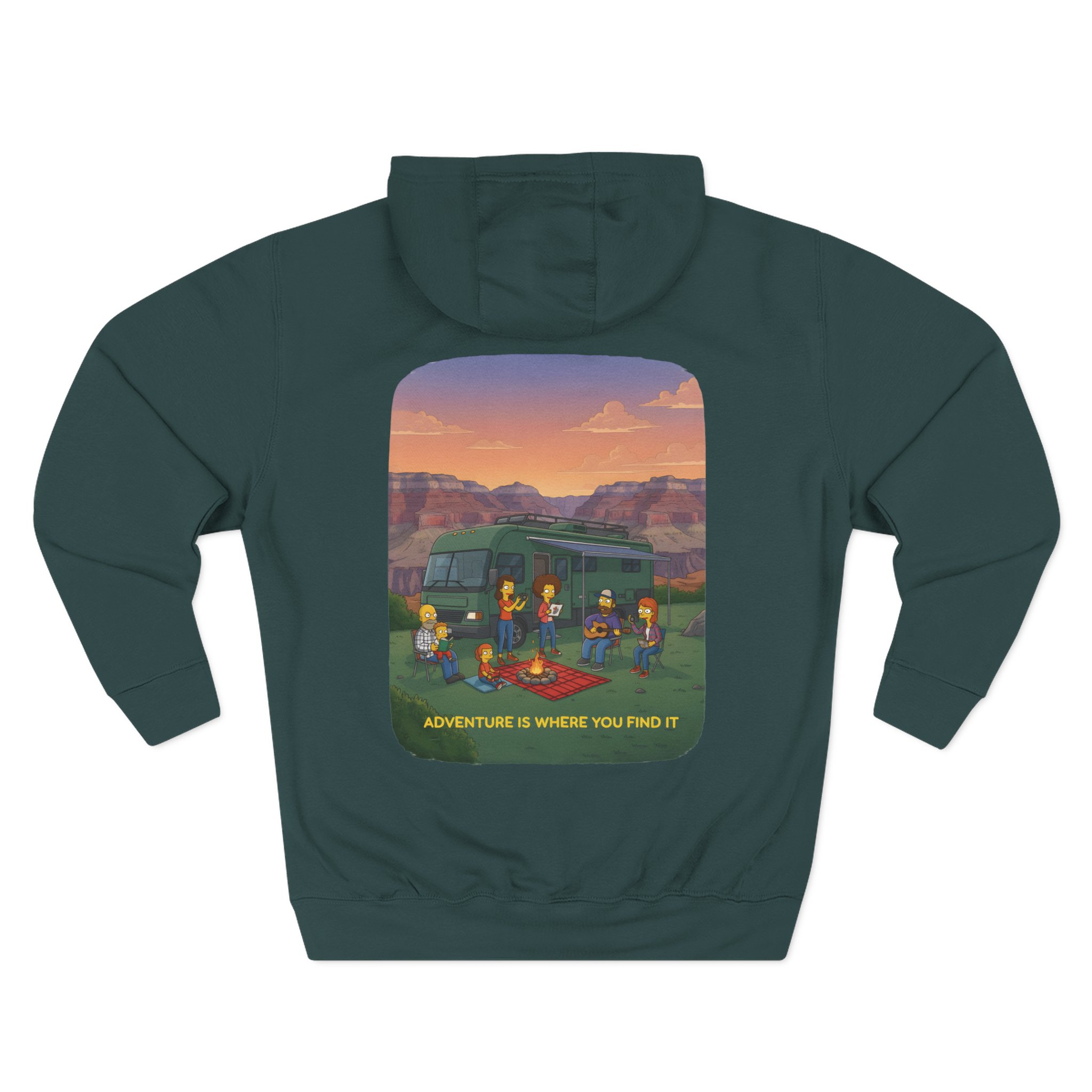 Three-Panel Fleece Hoodie - "Adventure Is Where You Find It" Design Sitcom-Line