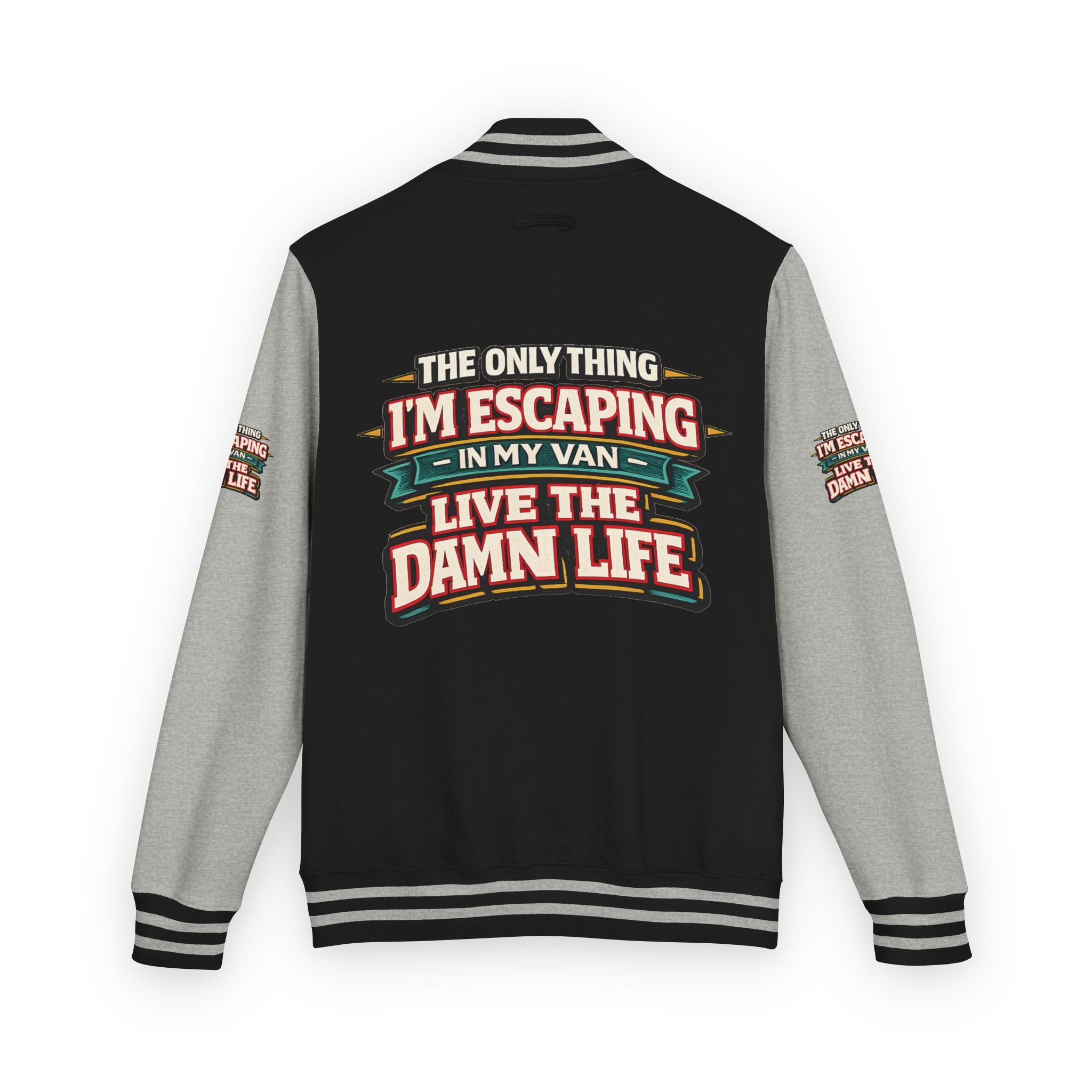 Unisex Heavyweight Letterman Jacket — "The Only Thing I´m Escaping" Design F**K-Line