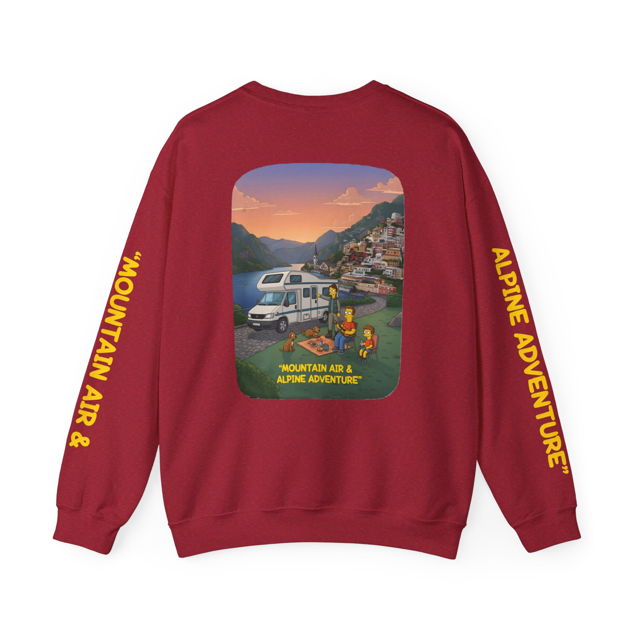 Unisex Heavy Blend™ Crewneck Sweatshirt — "Mountain Air-Alpine Adventure" Design Sitcom-Line