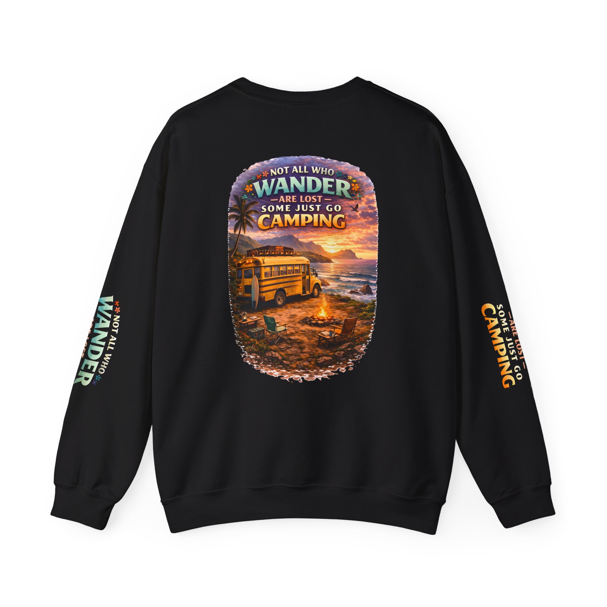 Unisex Heavy Blend™ Crewneck Sweatshirt — "Not All Who Wander Are Lost" Design Scenic-Line