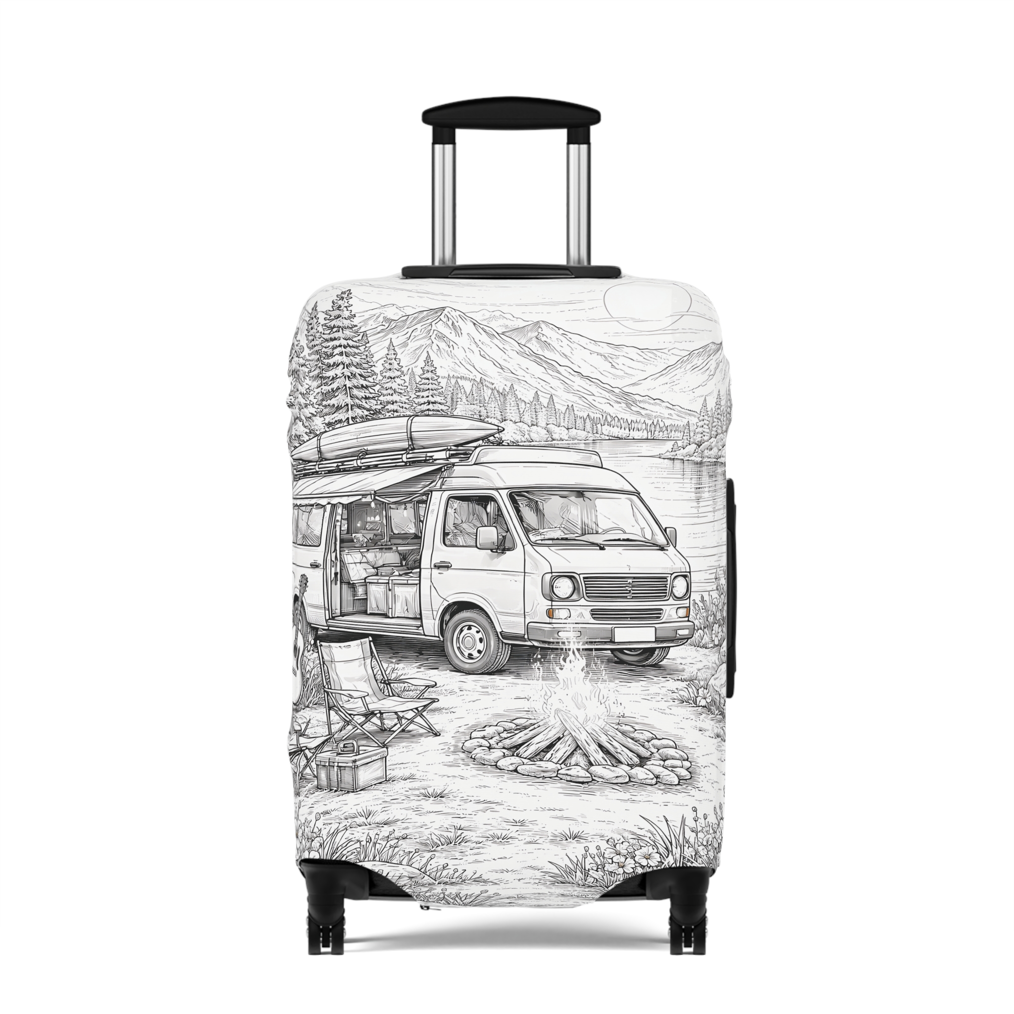 Luggage Cover — Adventure Camper Sketch Travel Suitcase