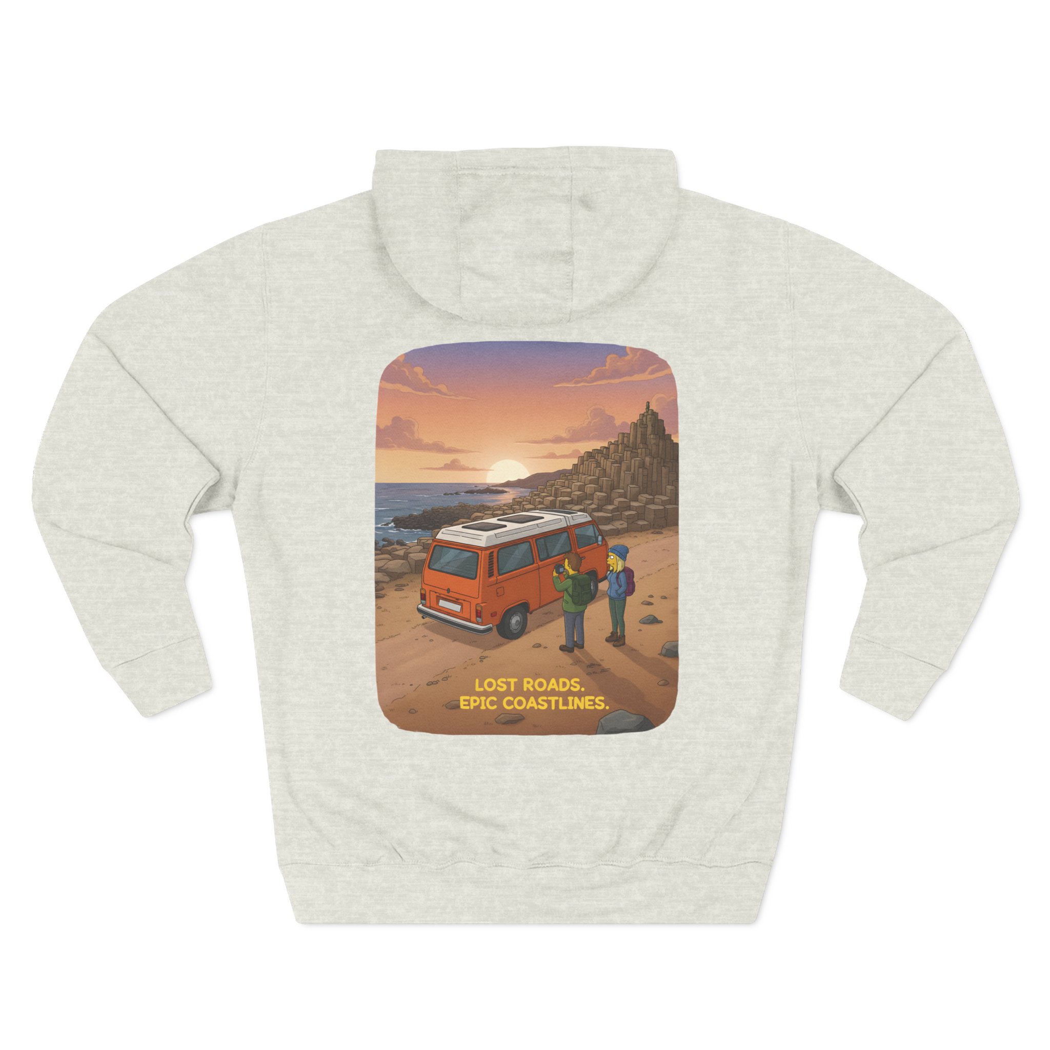 Three-Panel Fleece Hoodie - "Lost Roads Epic Coastlines" Design Sitcom-Line