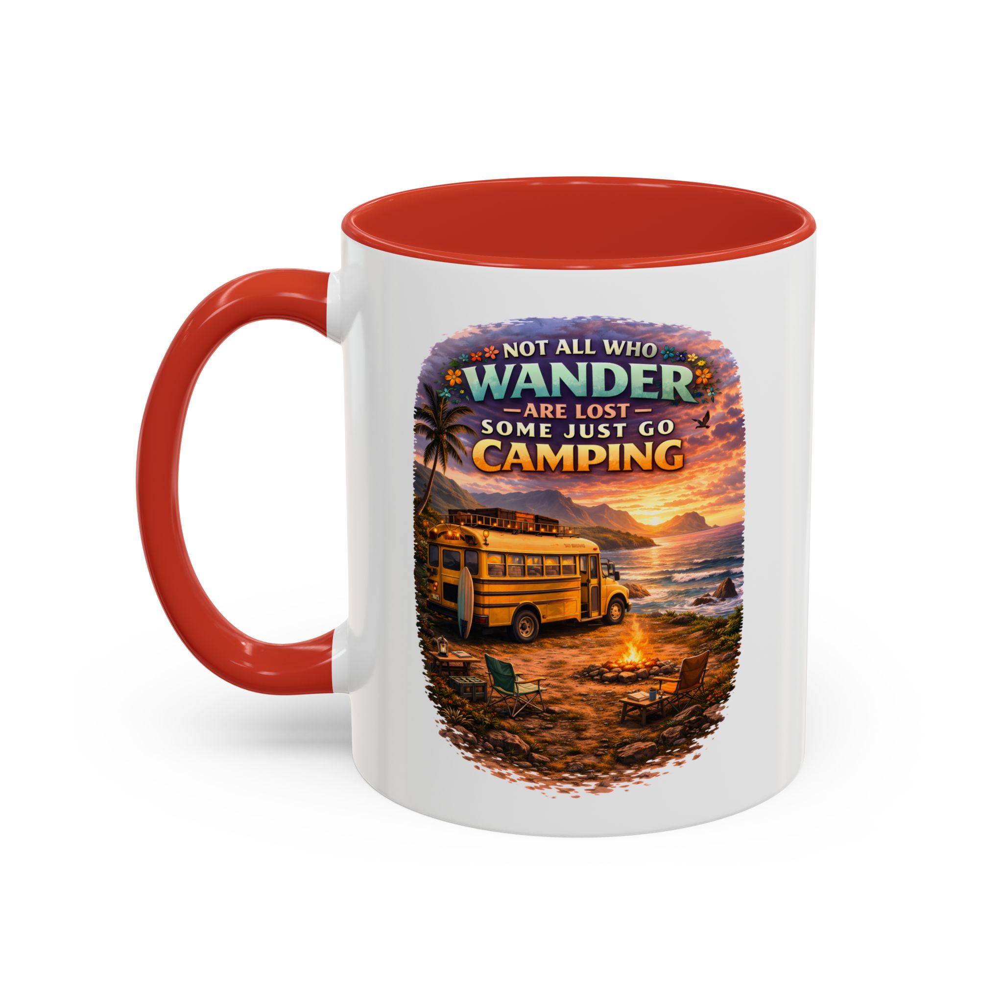 Accent Coffee Mug (11, 15oz) — "Not All Who Wander Are Lost" Design Scenic-Line