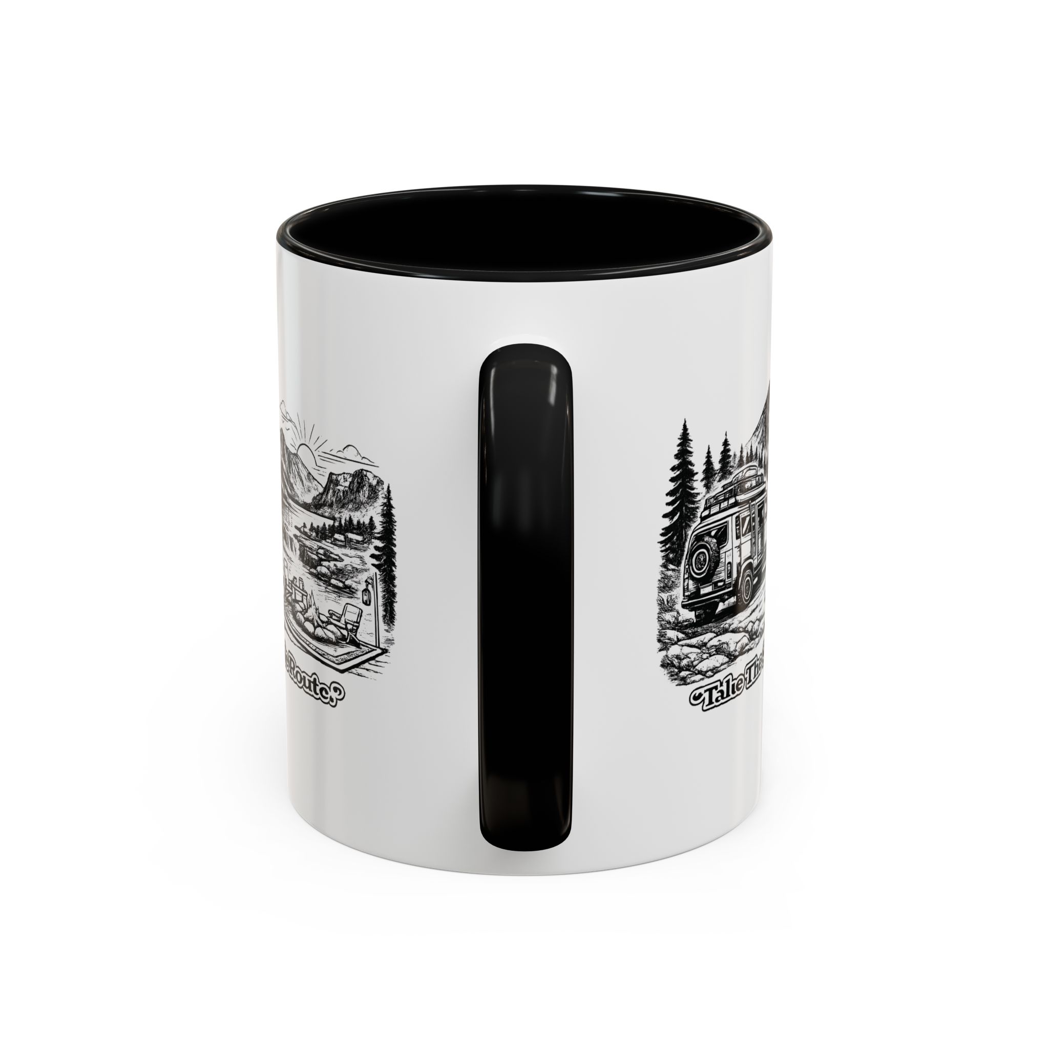 Accent Coffee Mug (11, 15oz) — "Take The Scenic Route" Design Minimal-Line