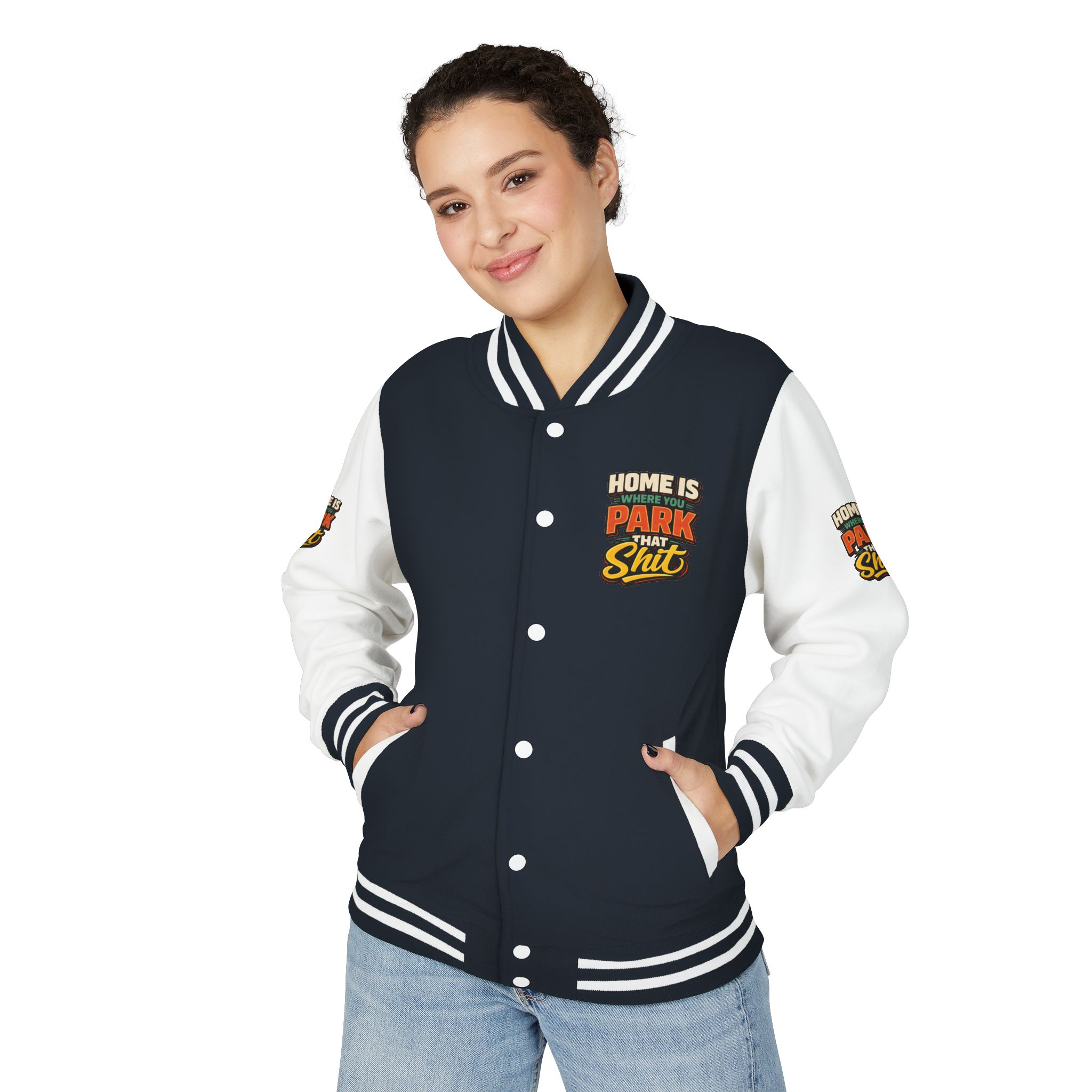 2963169805727122019_2048-2.jpeg Unisex Heavyweight Letterman Jacket — "Home Is Where You Park That Shit" Design F**K-Line
