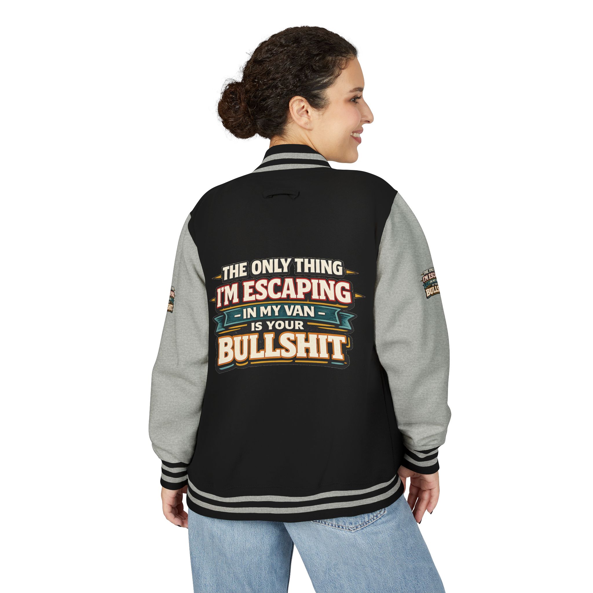 Unisex Heavyweight Letterman Jacket — "The Only Thing I´m Escaping" Design F**K-Line