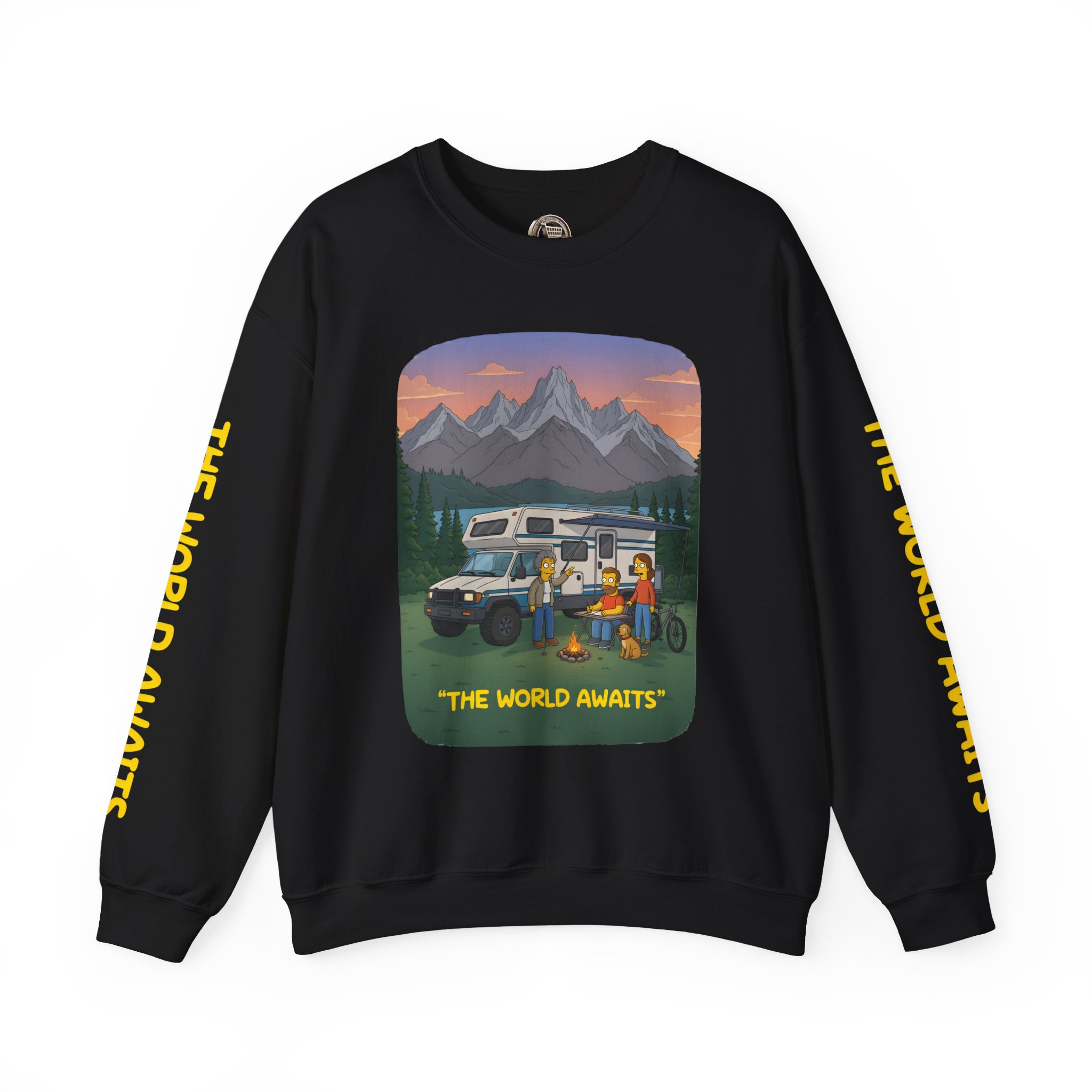 Unisex Heavy Blend™ Crewneck Sweatshirt — "The World Awaits" Design Sitcom-Line