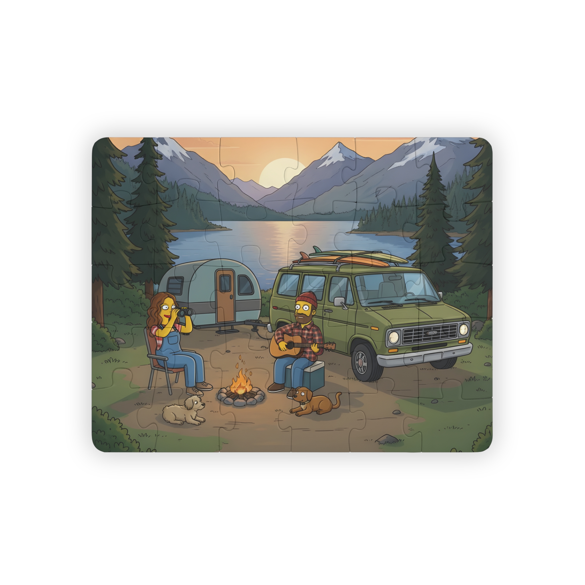 2970665010793005708_2048.jpeg Kids' 30‑Piece Camping Puzzle — Sunset Mountain Campfire Scene