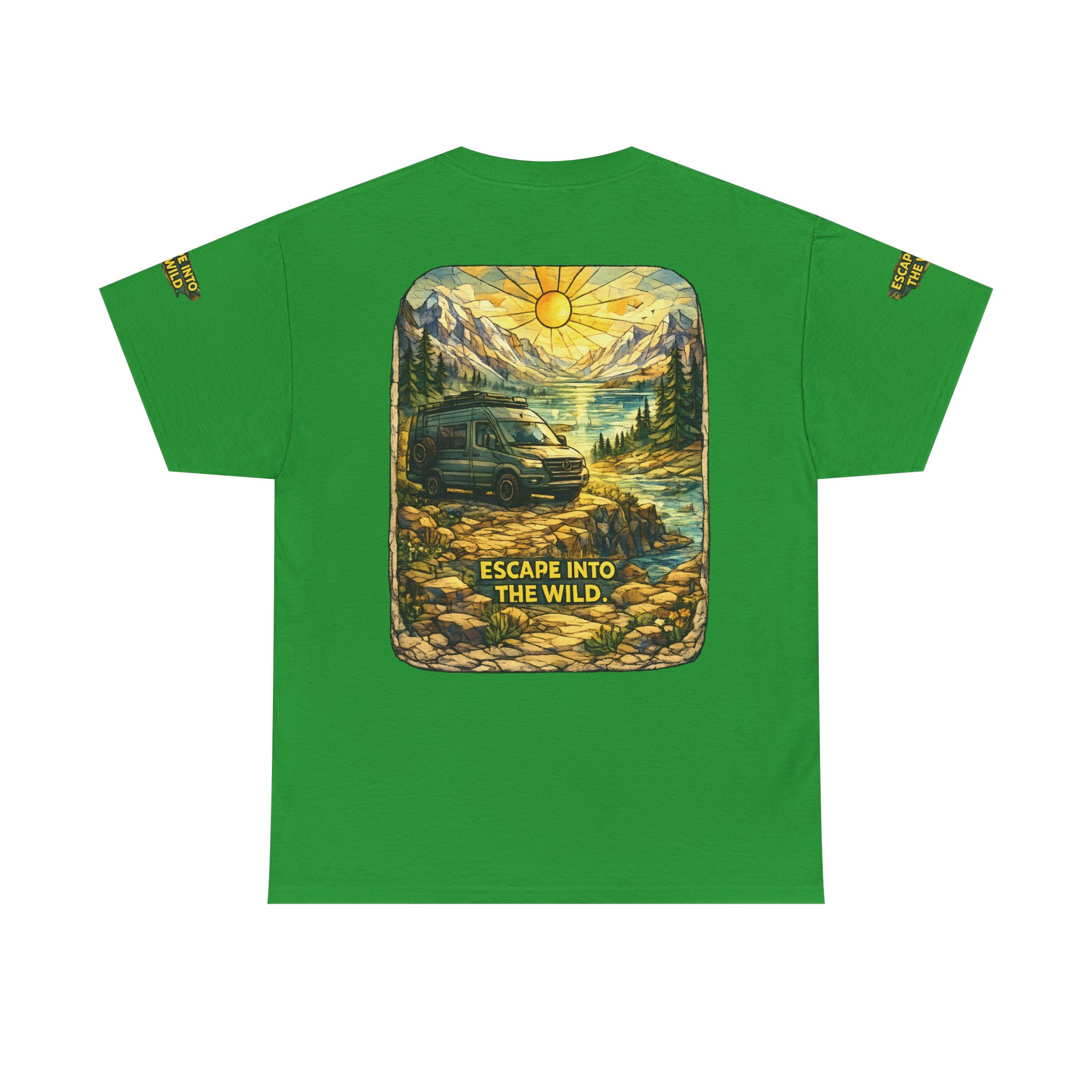 Unisex Heavy Cotton Tee — "Escape Into The Wild" Design Cubic-Line