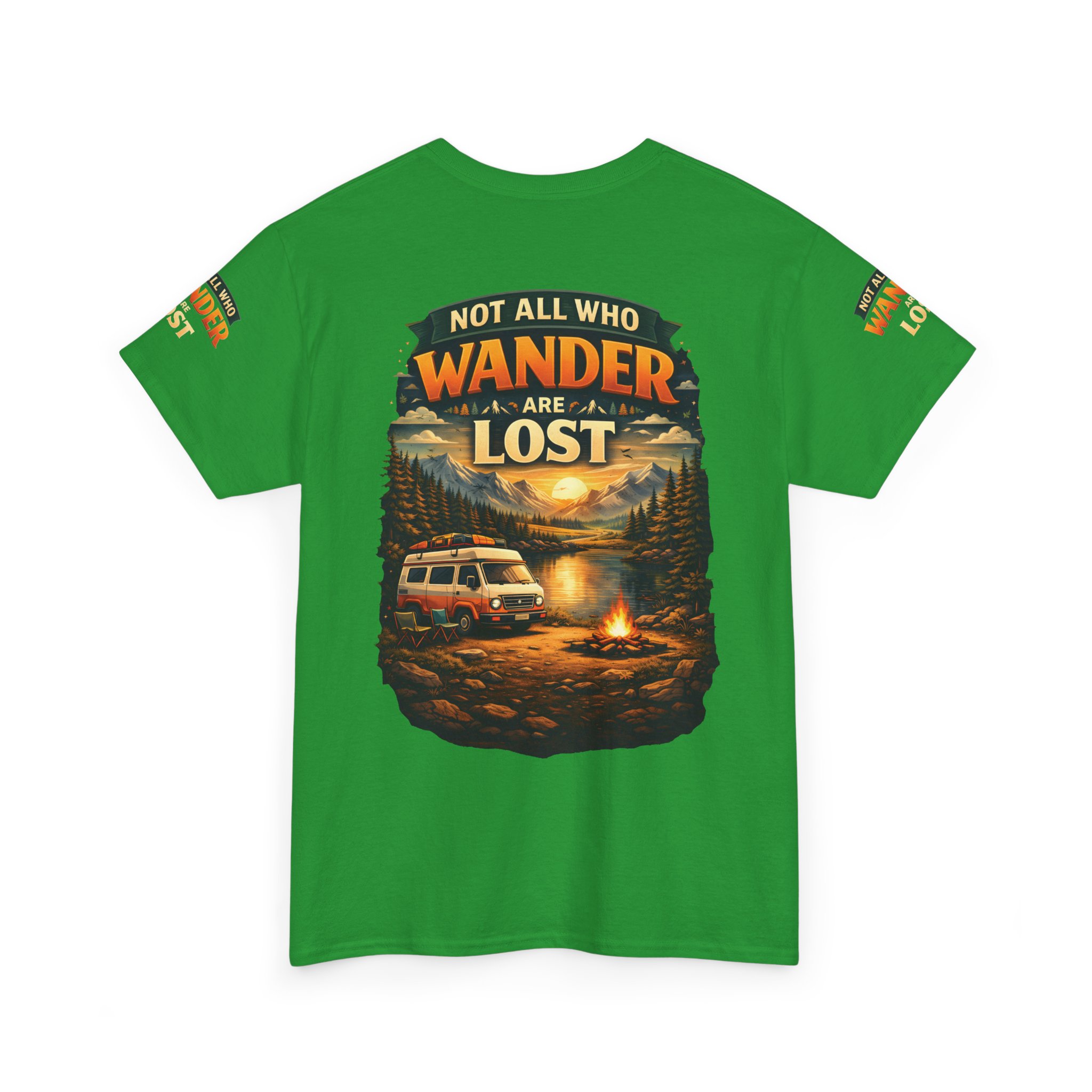 Unisex Heavy Cotton Tee — "Not All Who Wander Are Lost" Design Scenic-Line