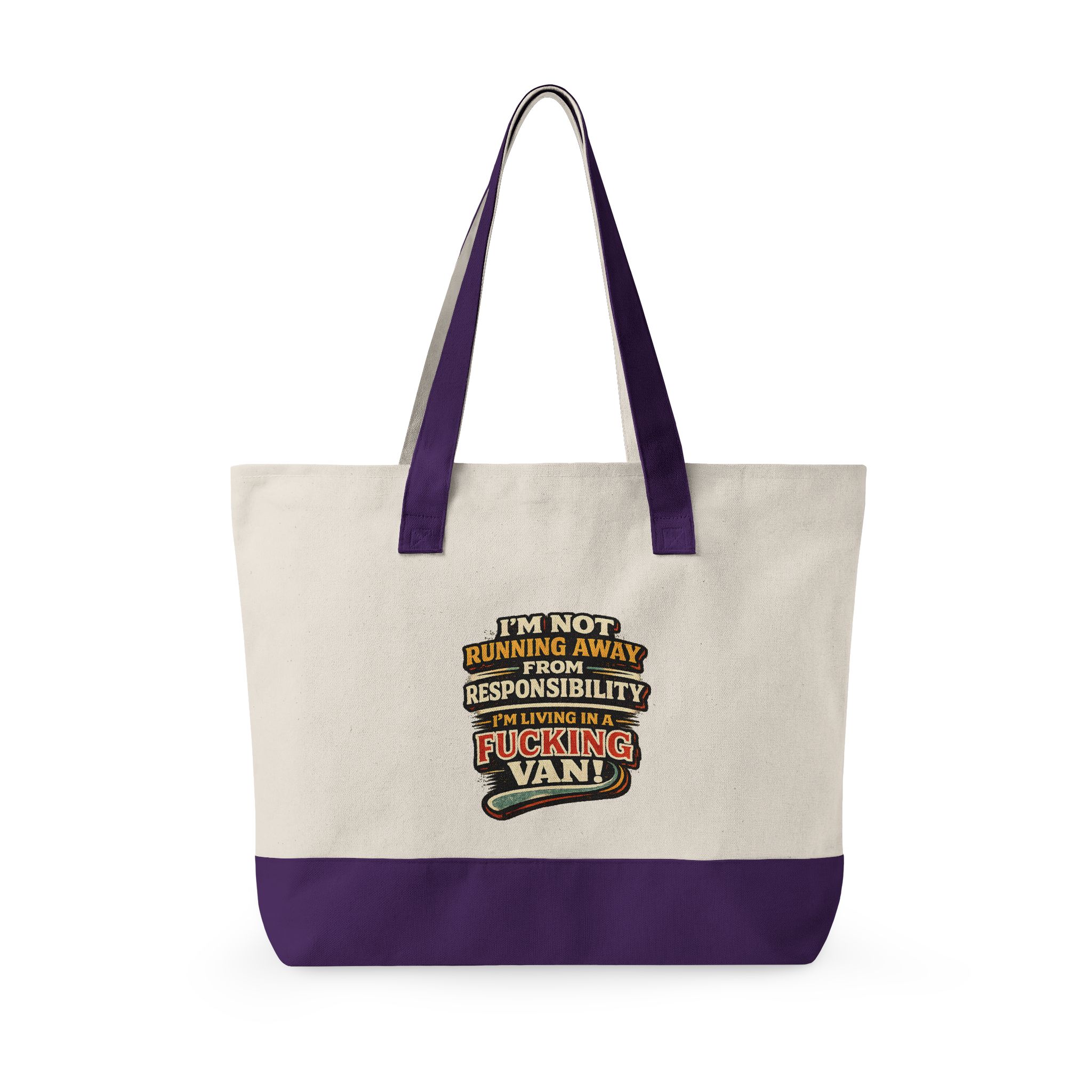 2988769278099813755_2048.jpeg Zippered Canvas Tote — "Im Not Running Away" (Design F**K-Line)