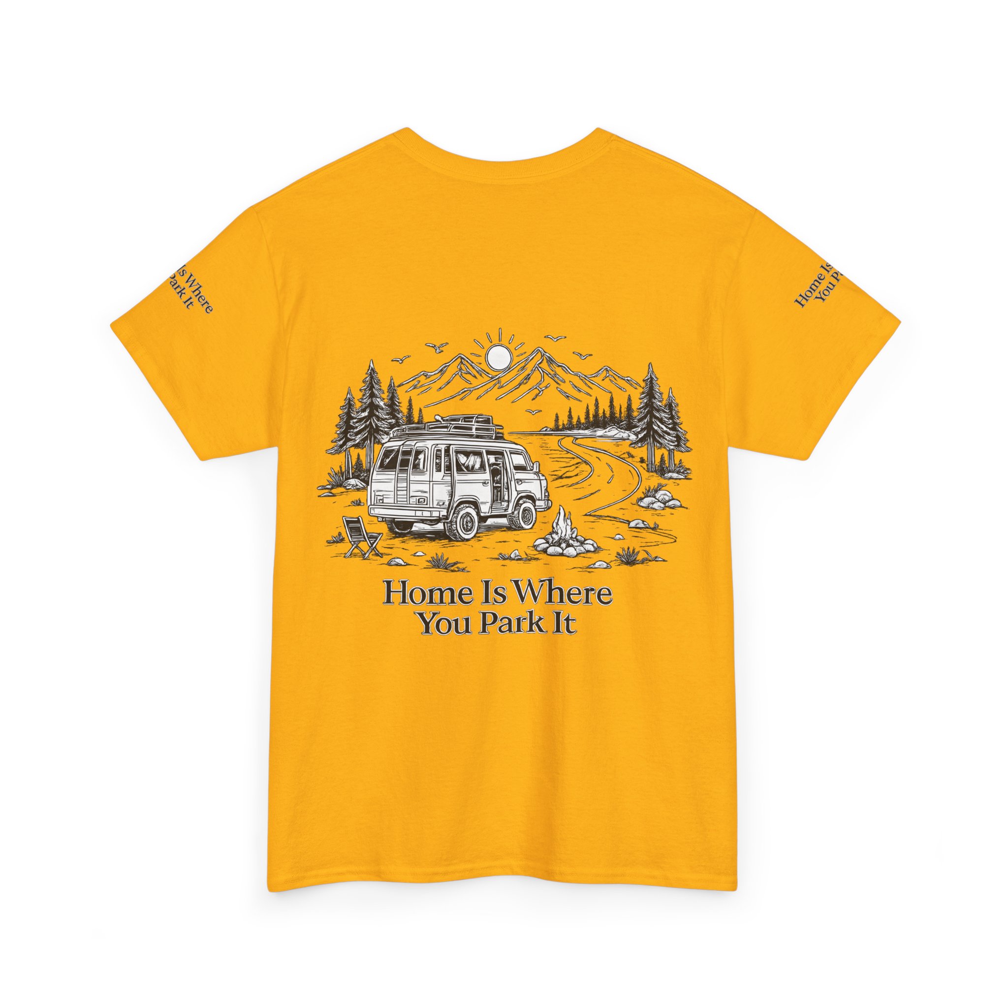 Unisex Heavy Cotton Tee — "Home Is Where You Park It" Design Minimal-Line