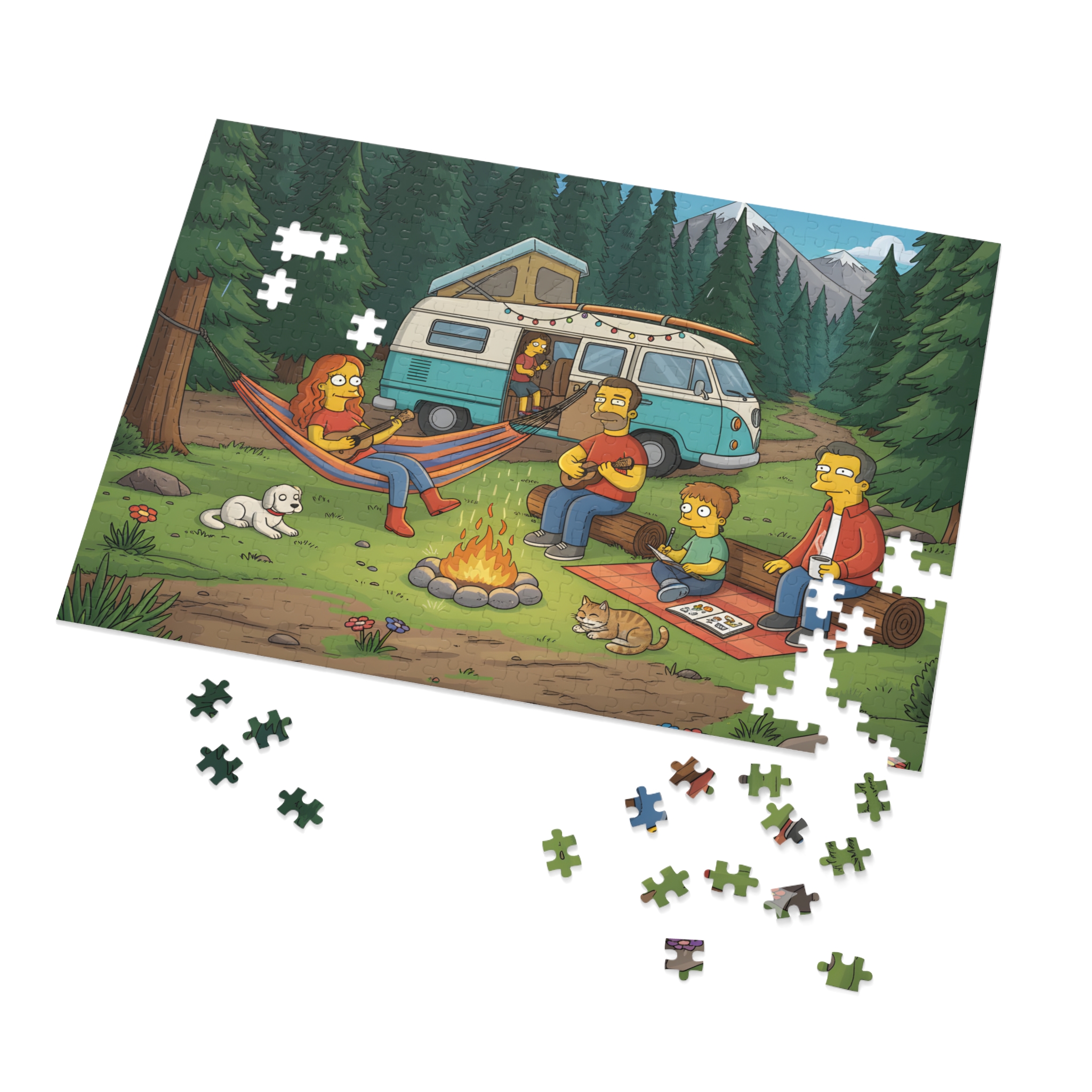 Jigsaw Puzzle with Tin — Scenic Campervan Campfire