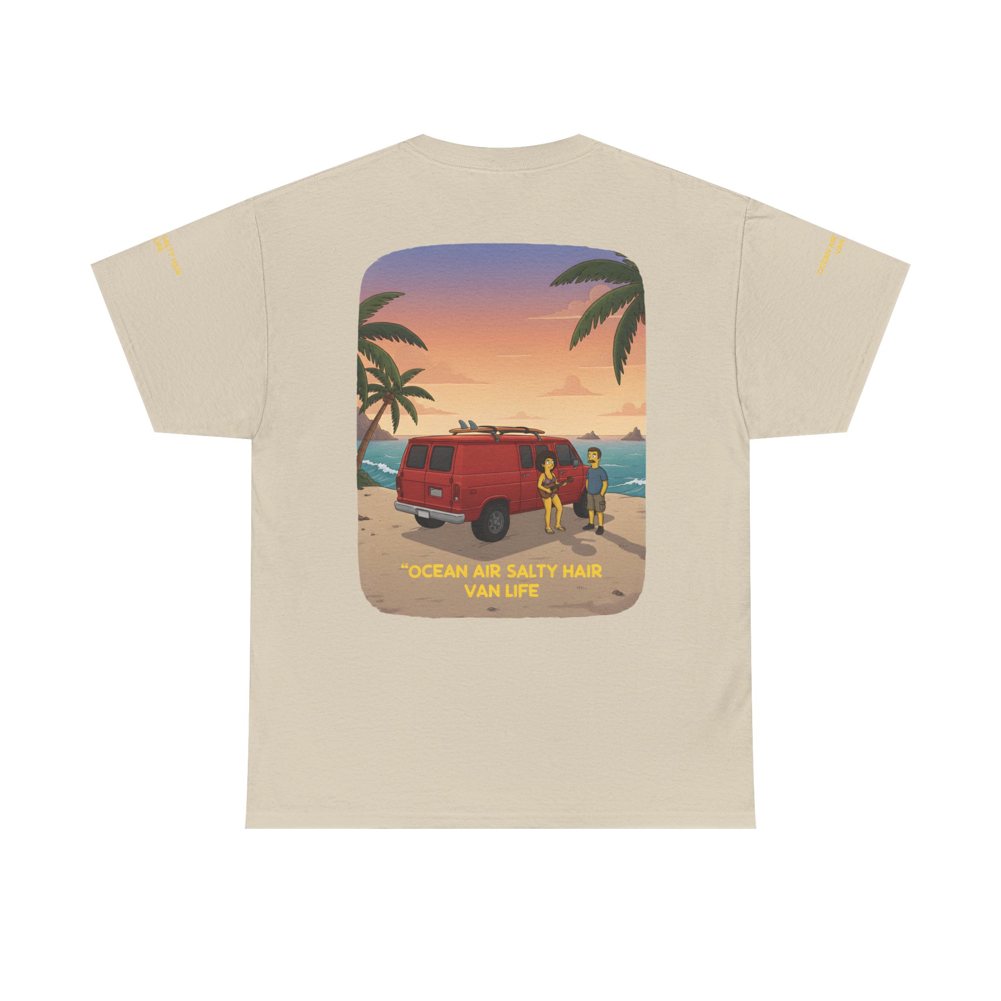 Unisex Heavy Cotton Tee — "Ocean Air Salty Hair Van Life" Design Sitcom-Line