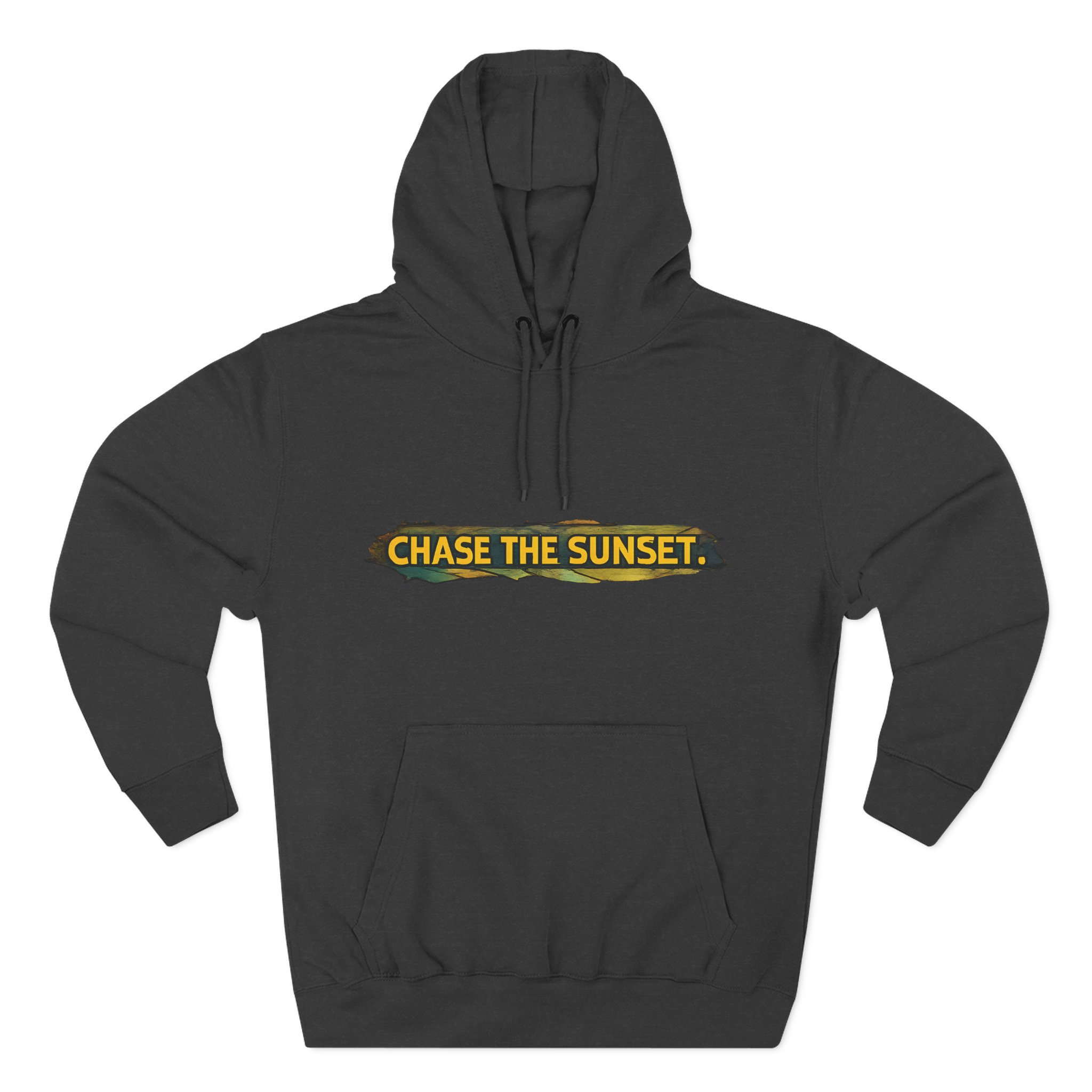 Three-Panel Fleece Hoodie - "Chase The Sunset" Design Cubic-Line