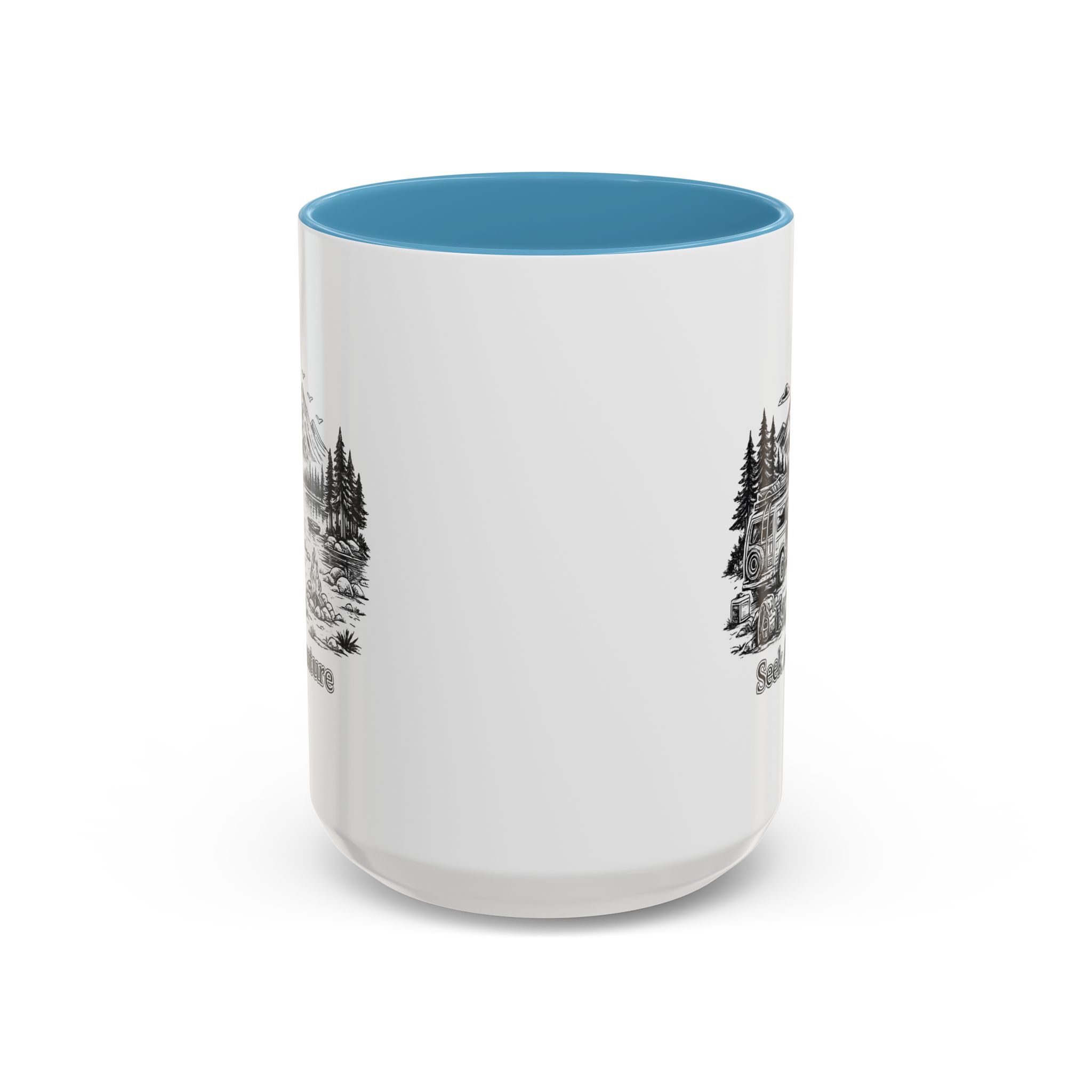 Accent Coffee Mug (11, 15oz) — "Seek Adventure" Design Minimal-Line