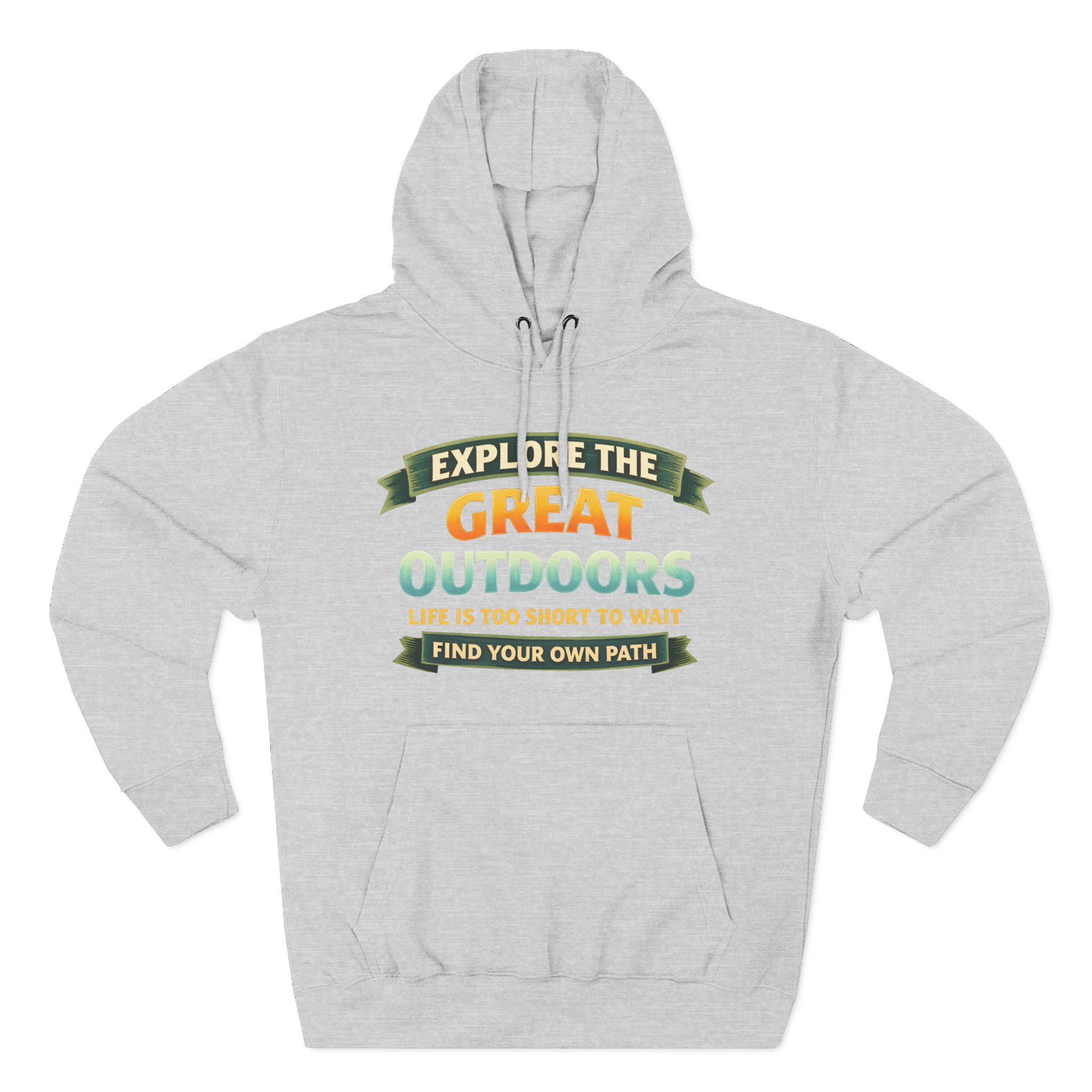 Three-Panel Fleece Hoodie - "Explore The Great Outdoors" Design Scenic-Line
