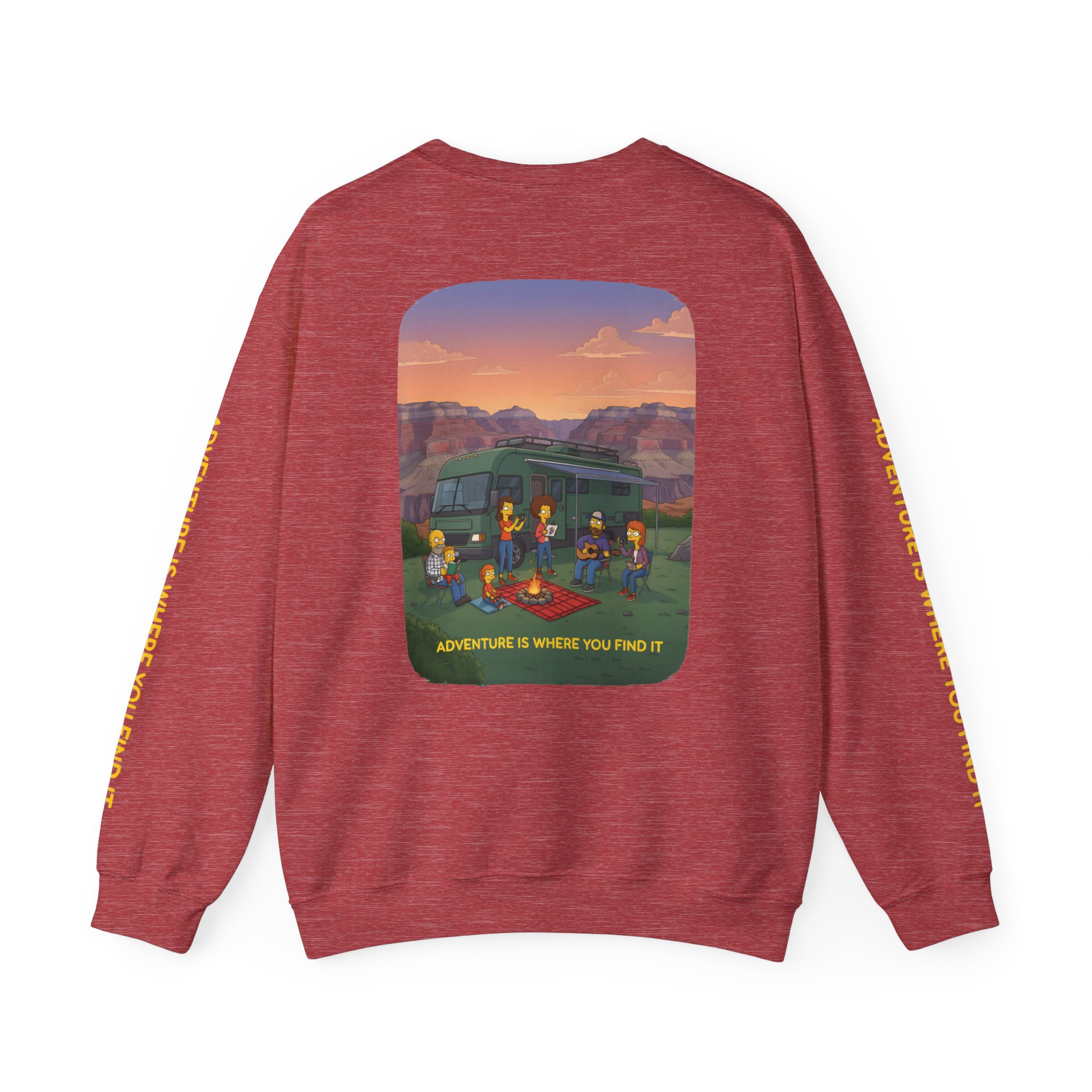 Unisex Heavy Blend™ Crewneck Sweatshirt — "Adventure Is Where You Find It" Design Sitcom-Line