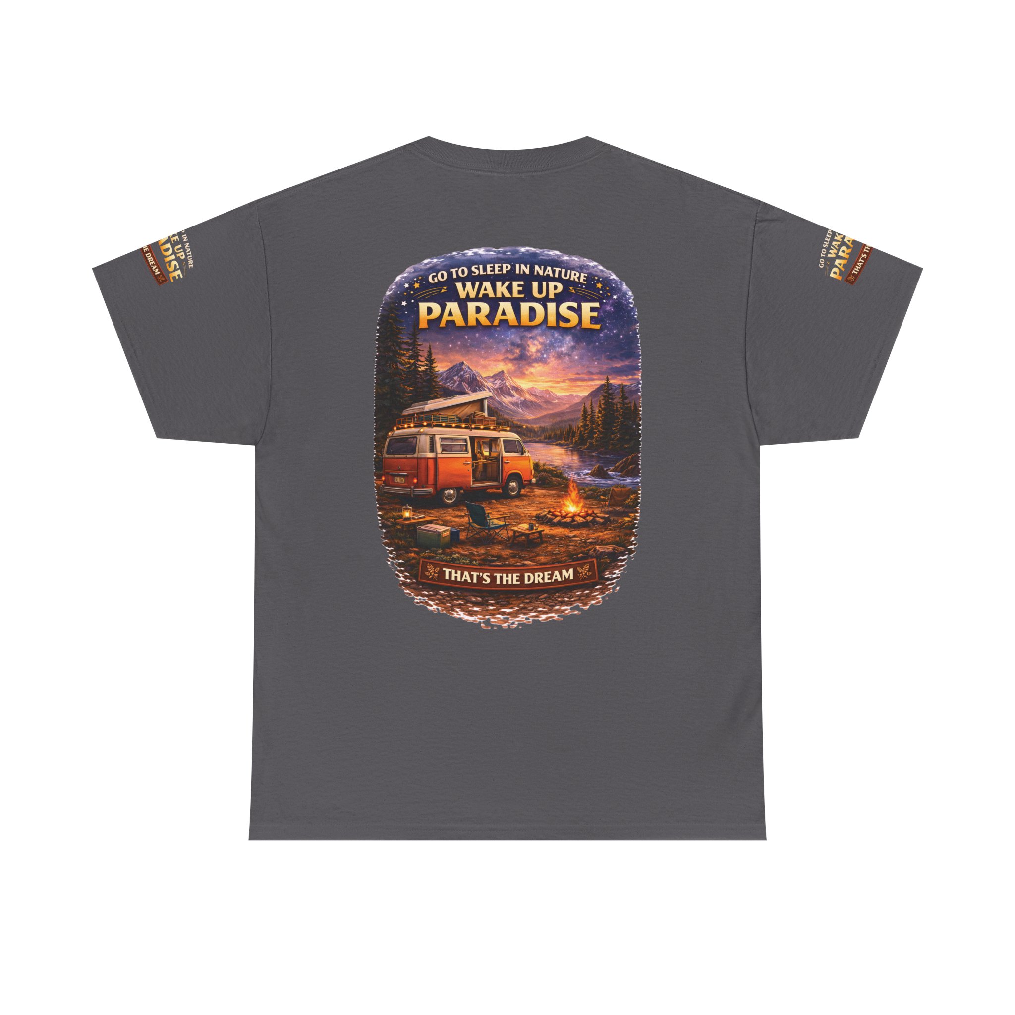 Unisex Heavy Cotton Tee — "Go To Sleep In Nature " Design Scenic-Line